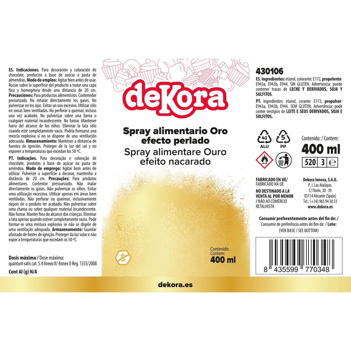 SPRAY ALIMENTARE ORO EFFETTO PERLA 400ML
