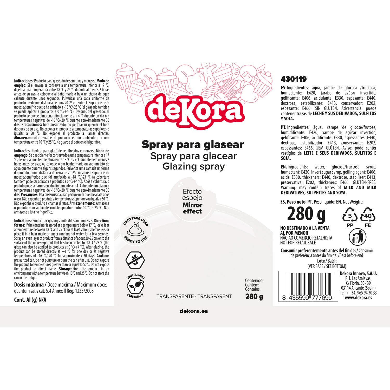 SPRAY DE GLACÊ TRANSPARENTE 280G