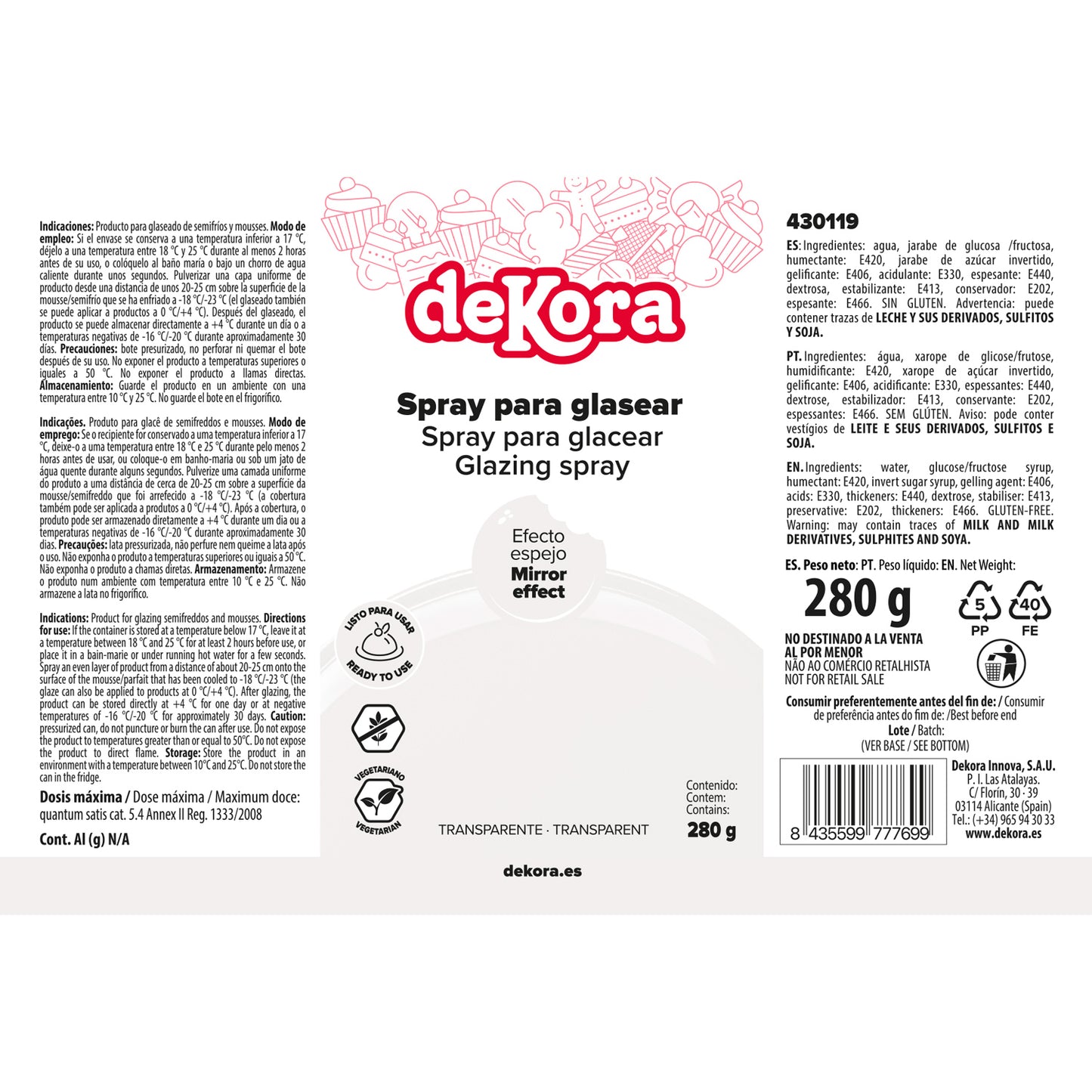 SPRAY GLAZE TRANSPARENTE 280G