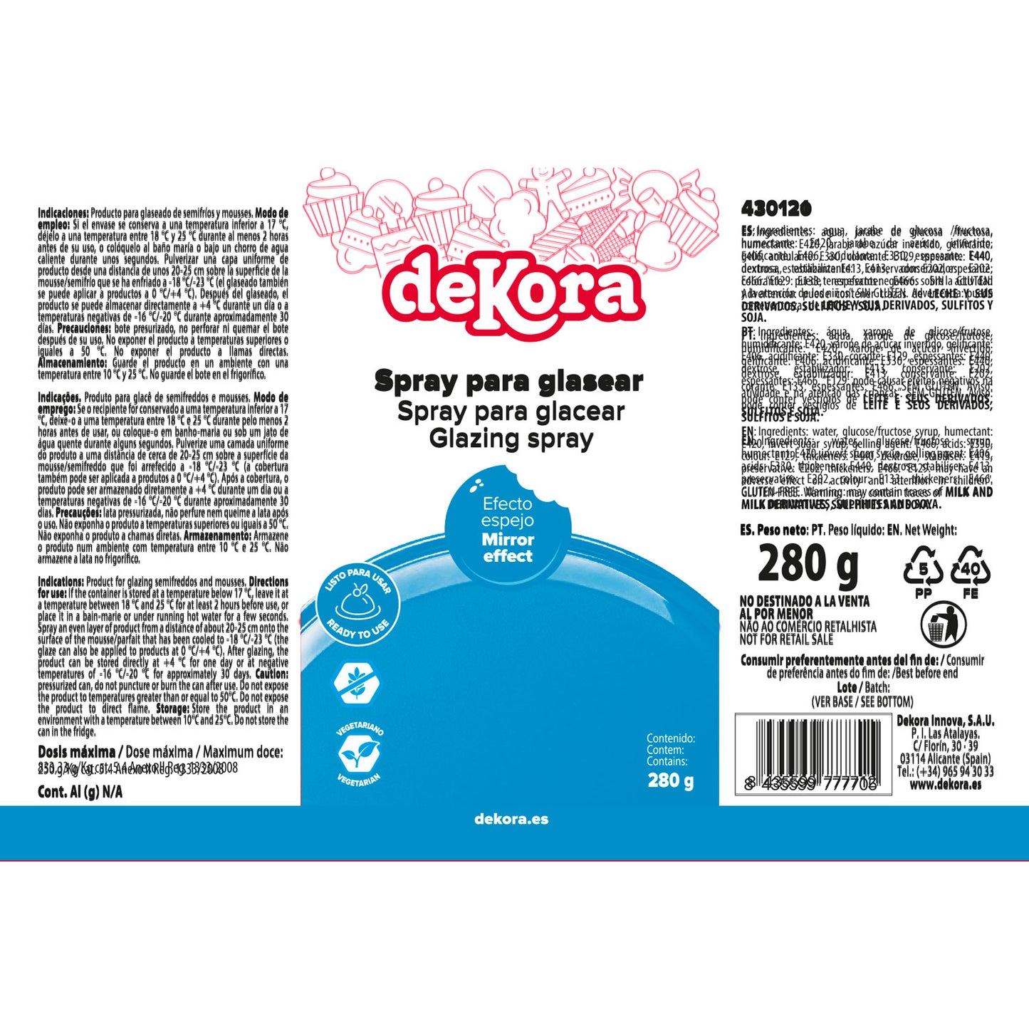 SPRAY GLAZE AZUL 280G