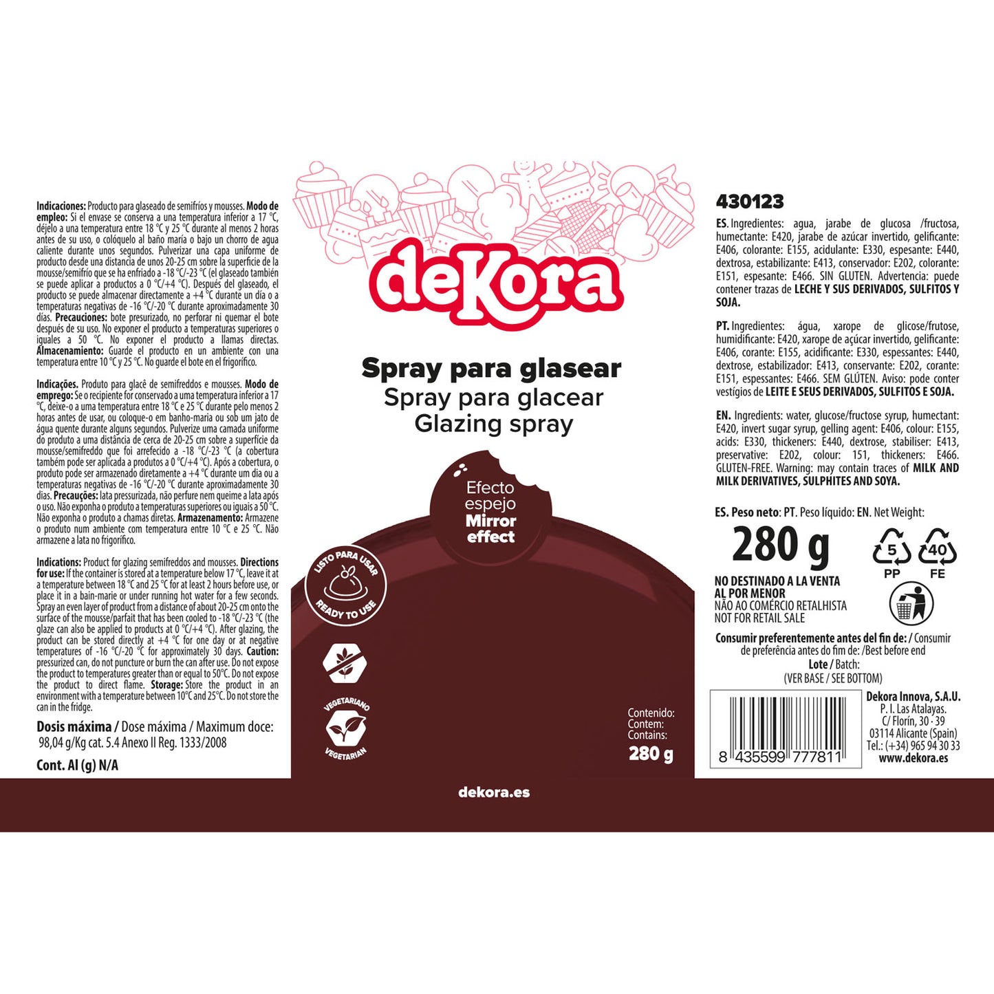 SPRAY DE GLACÊ MARROM CHOCOLATE 280G