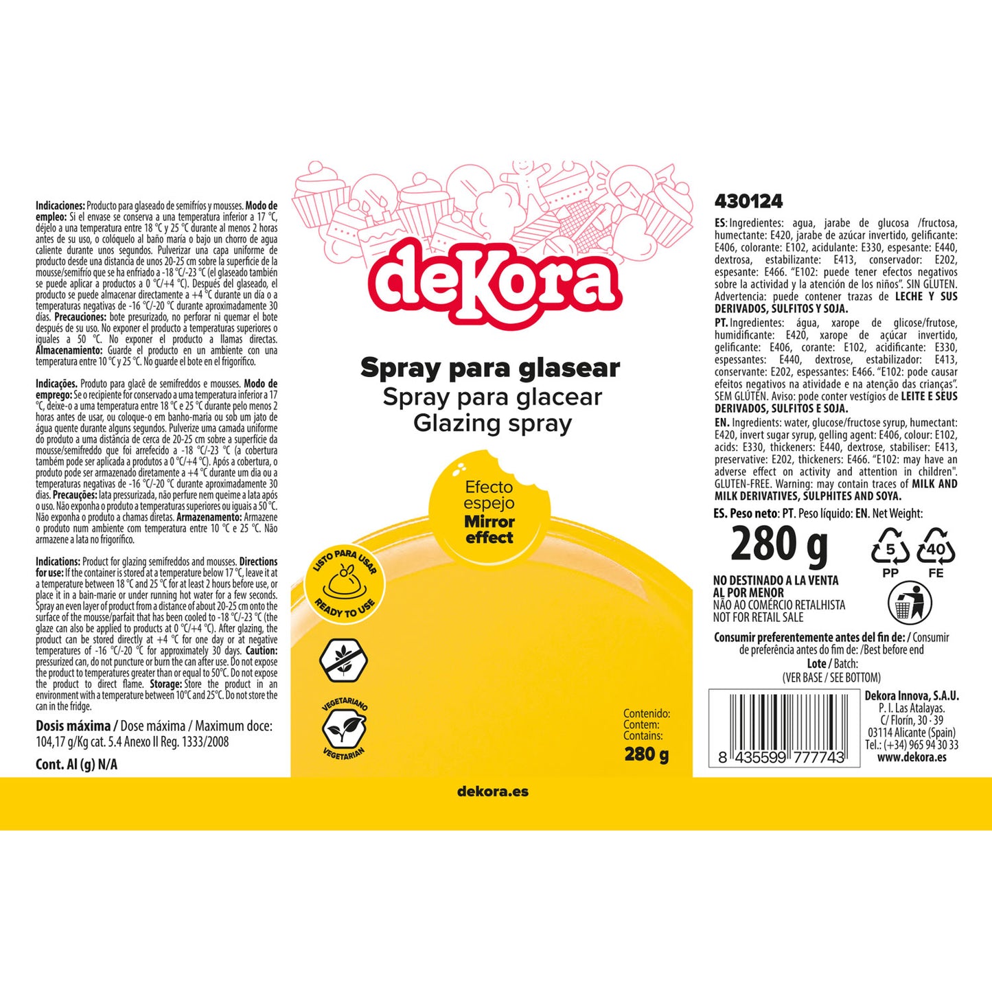 SPRAY DE GLACÊ AMARELO 280G