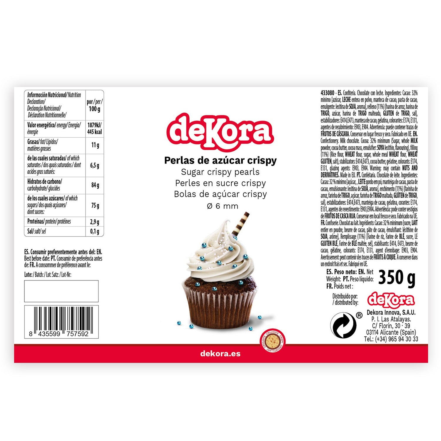 CHOCOLATE CRISPY MINI PEARLS BLUE Ø 0.6CM 350GR