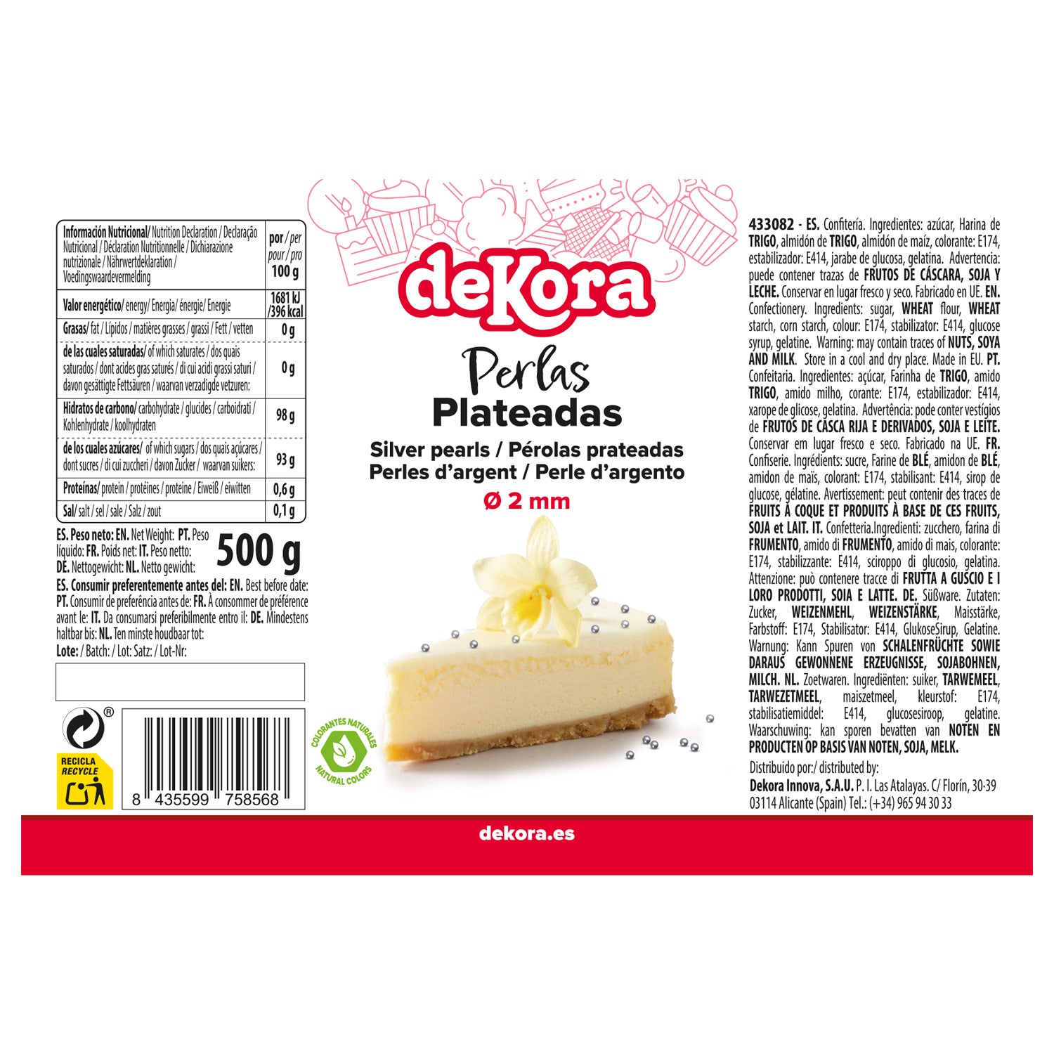PÉROLAS DE AÇÚCAR DE PRATA Ø 0.2CM 500GR