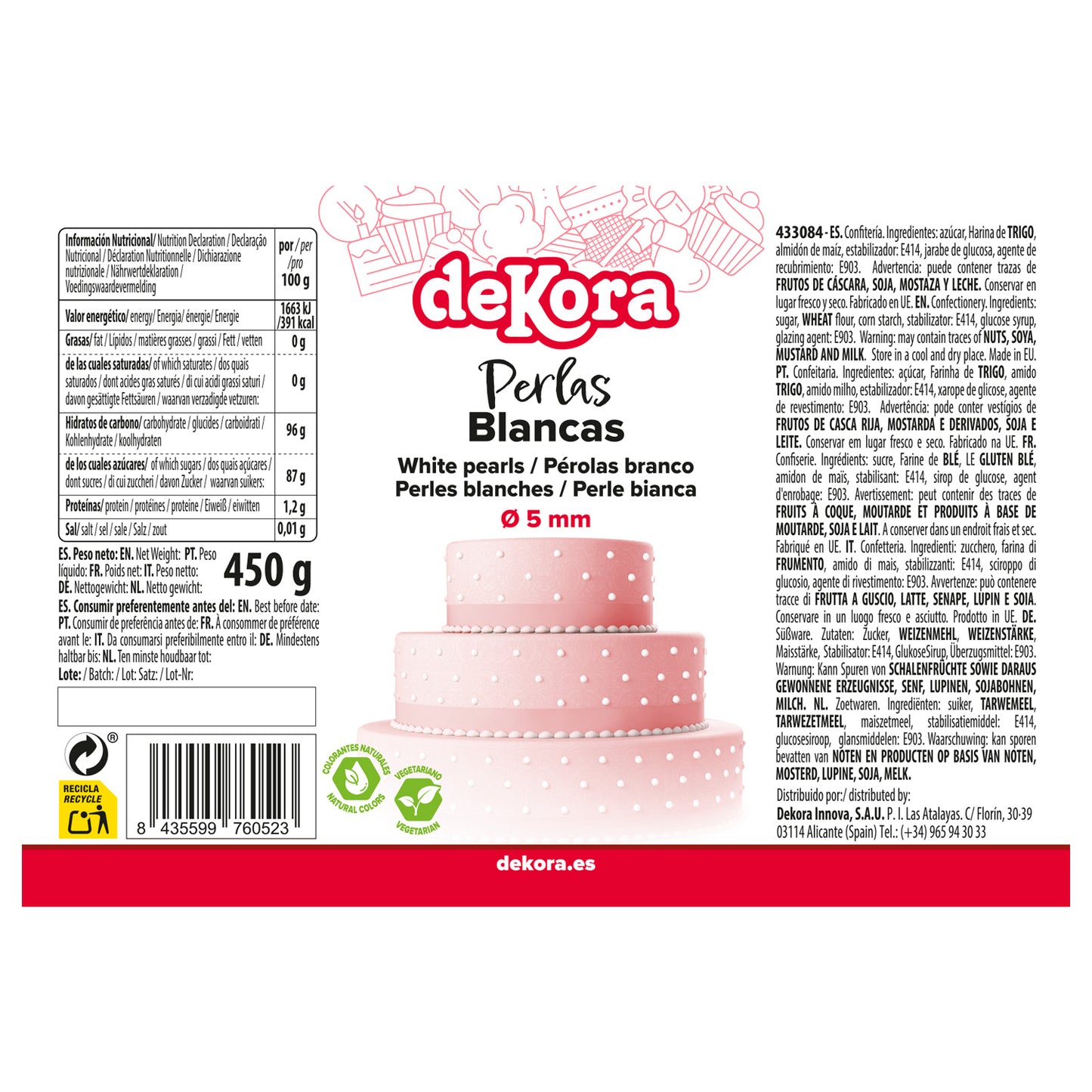 WHITE SUGAR PEARLS Ø 0.5CM 450GR