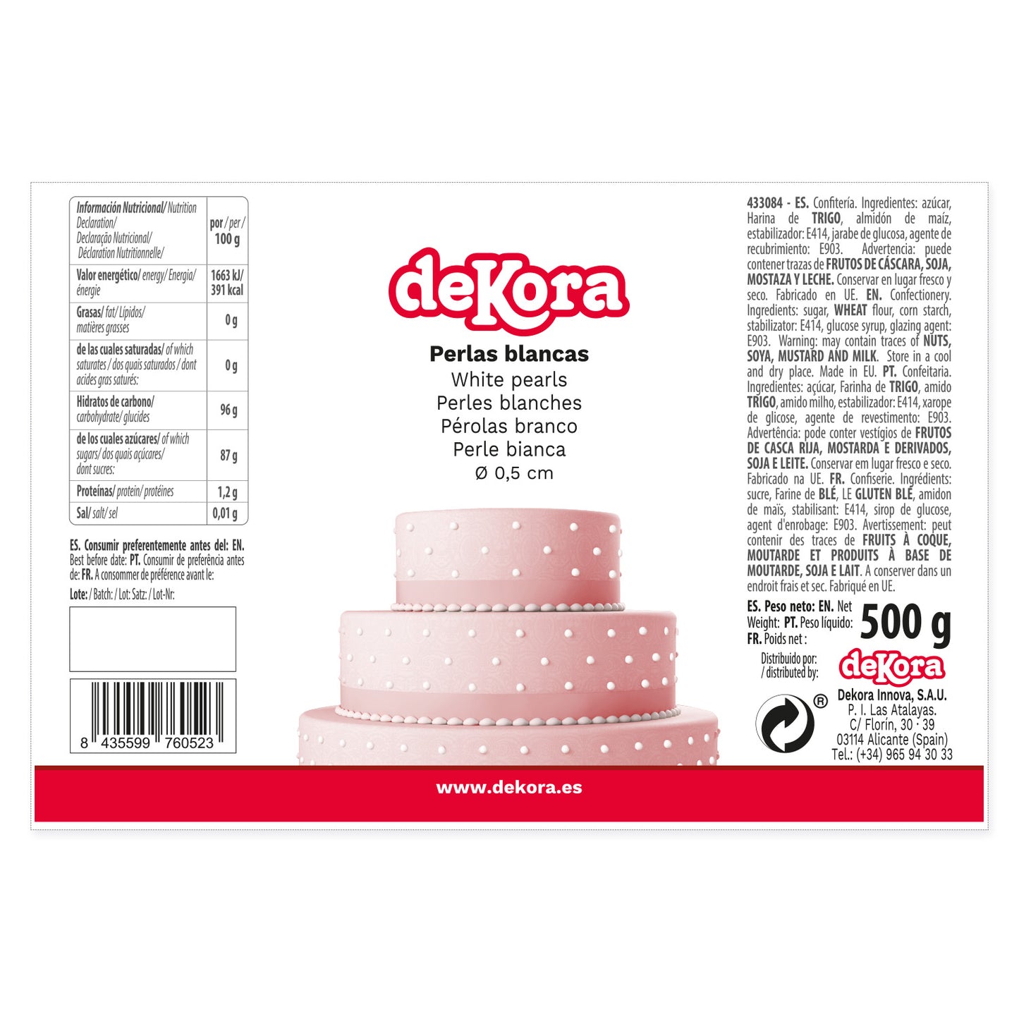 PÉROLAS ÇÚCAR BRANCO Ø 0.5CM 450GR