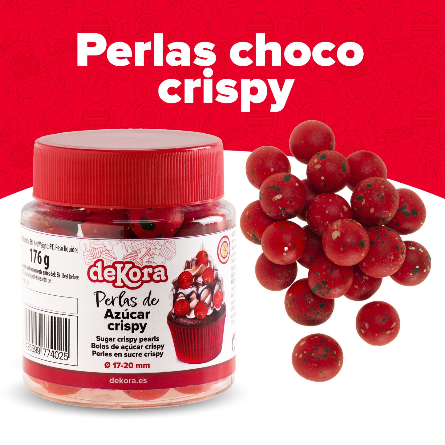 PERLES DE SUCRE CROUSTILLANTES ROUGE, VERT, BLANC Ø1,7-2CM 176G
