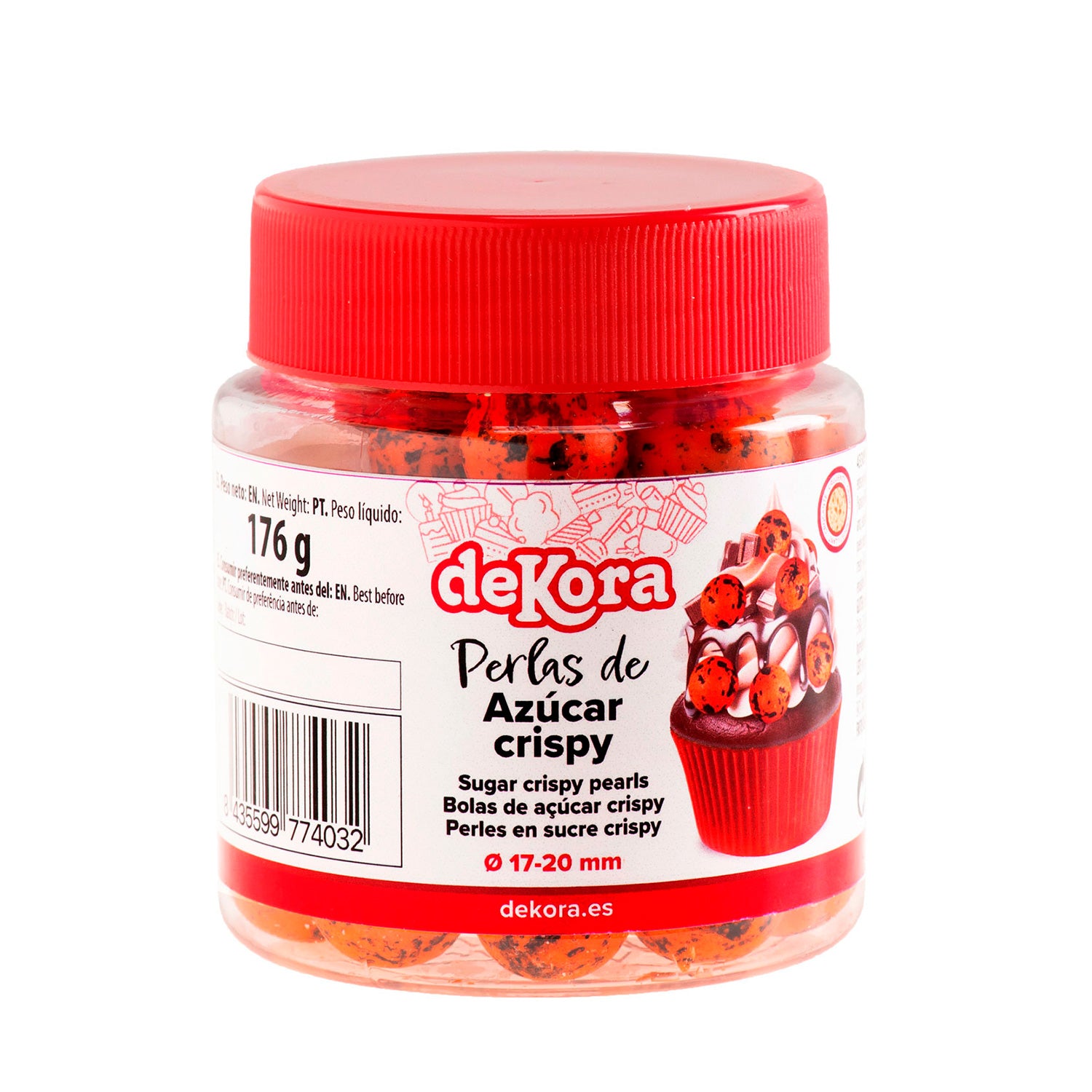 PERLAS DE AZUCAR CRISPY NARANJA Y NEGRO Ø1.7-2CM 176GR