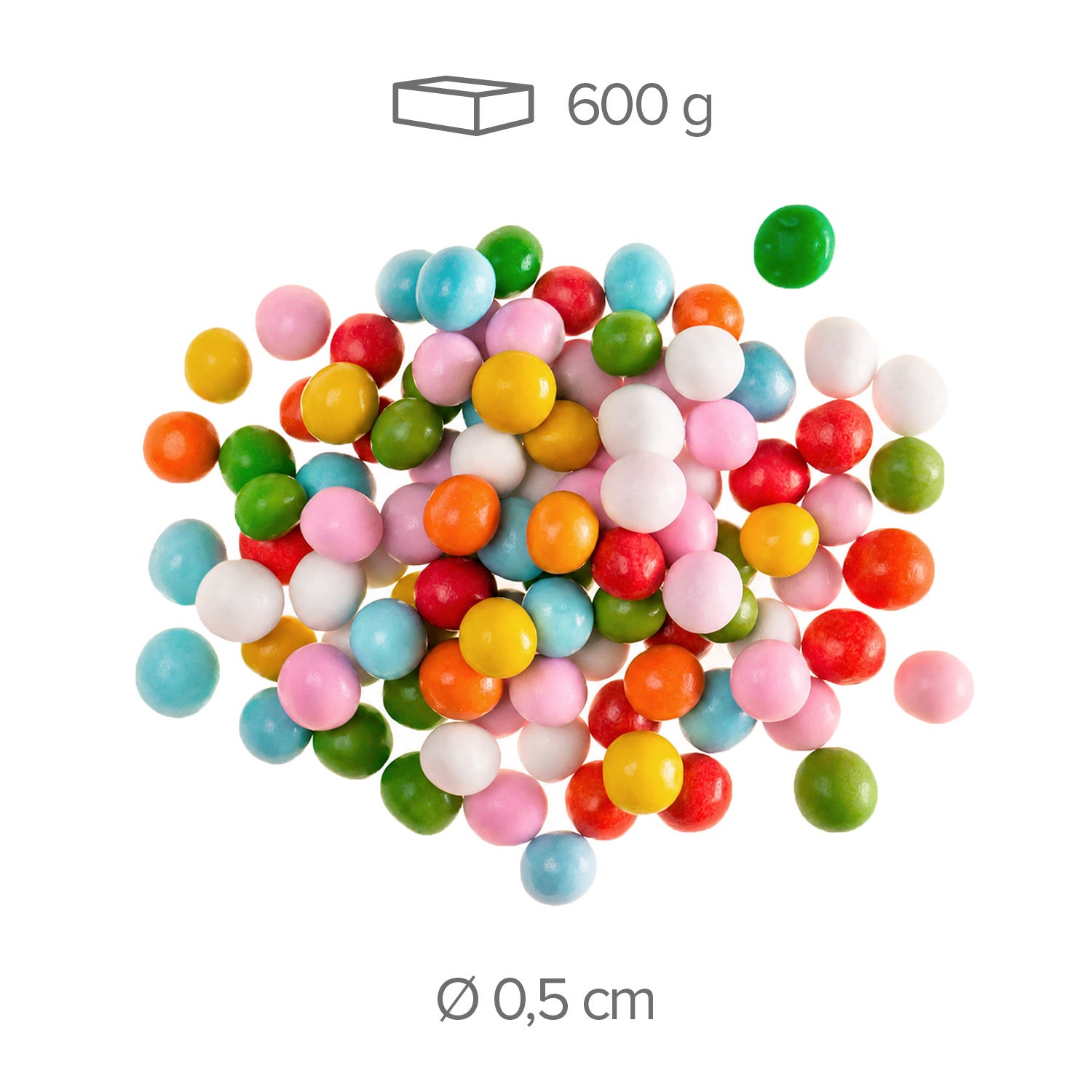 MINI PÉROLAS DE AÇÚCAR CROCANTES MULTICORES Ø 0,6CM 600G