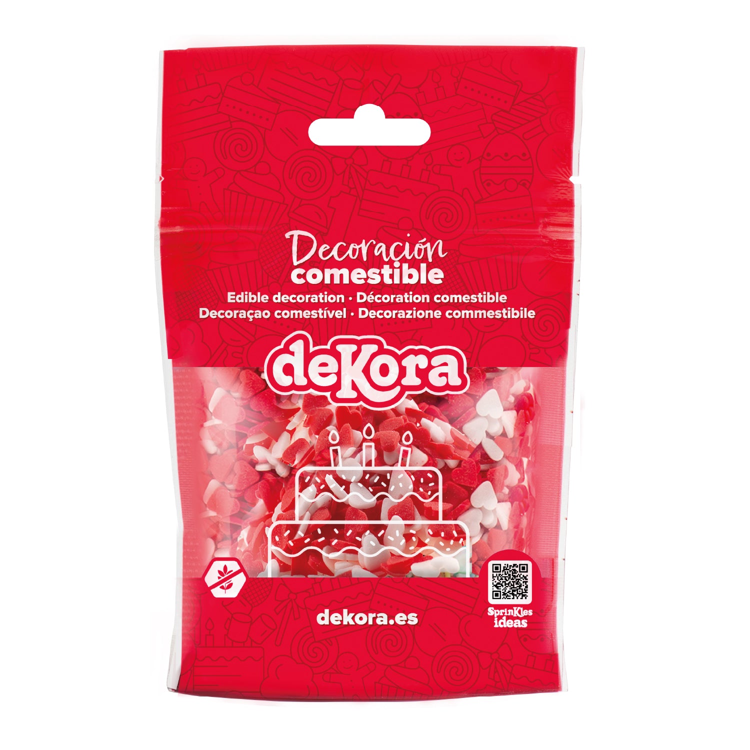 RED AND WHITE HEARTS SPRINKLE MIX 100G