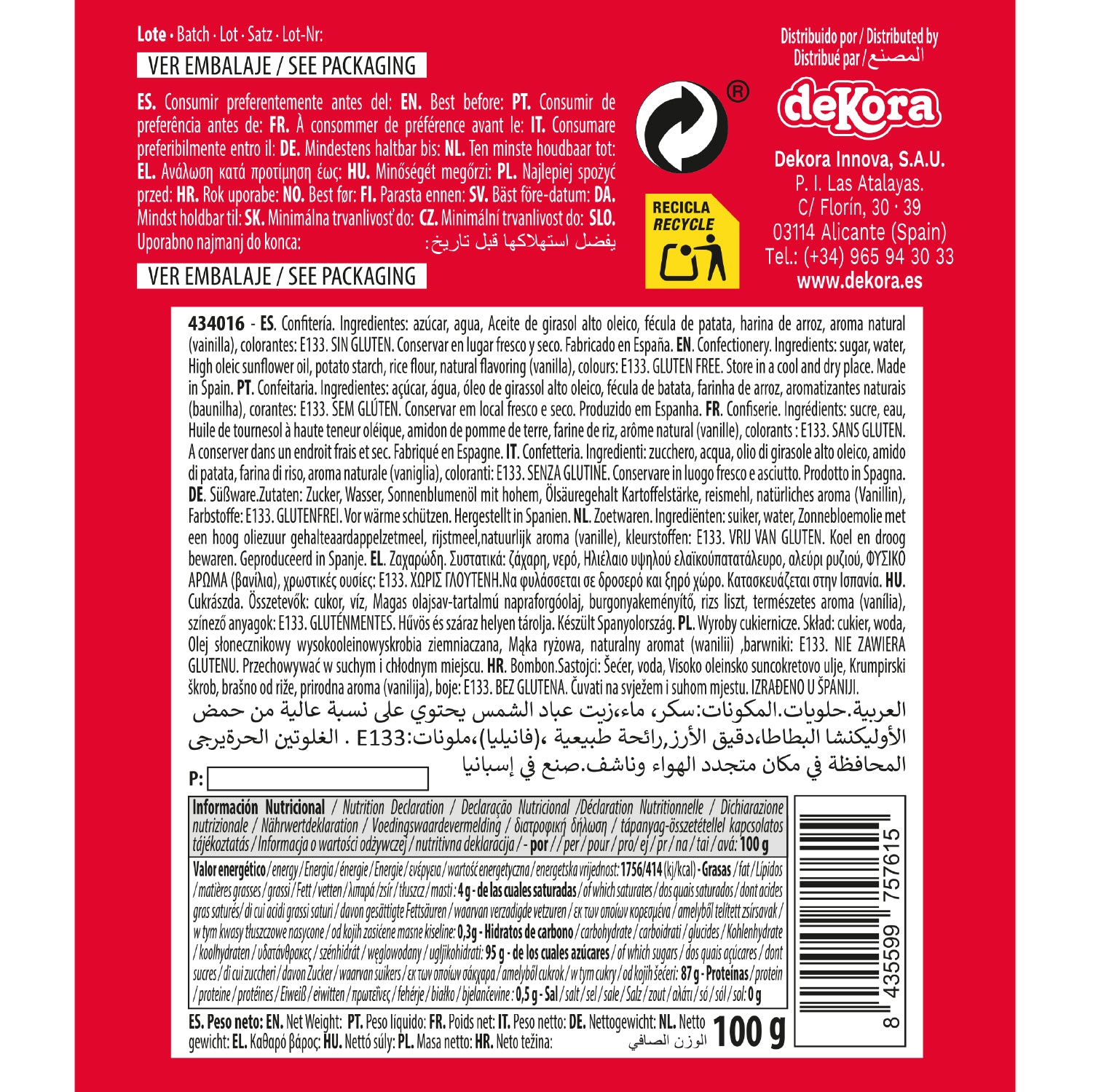 BLÍSTER CONFETI AZÚCAR BABY NIÑO 100GR