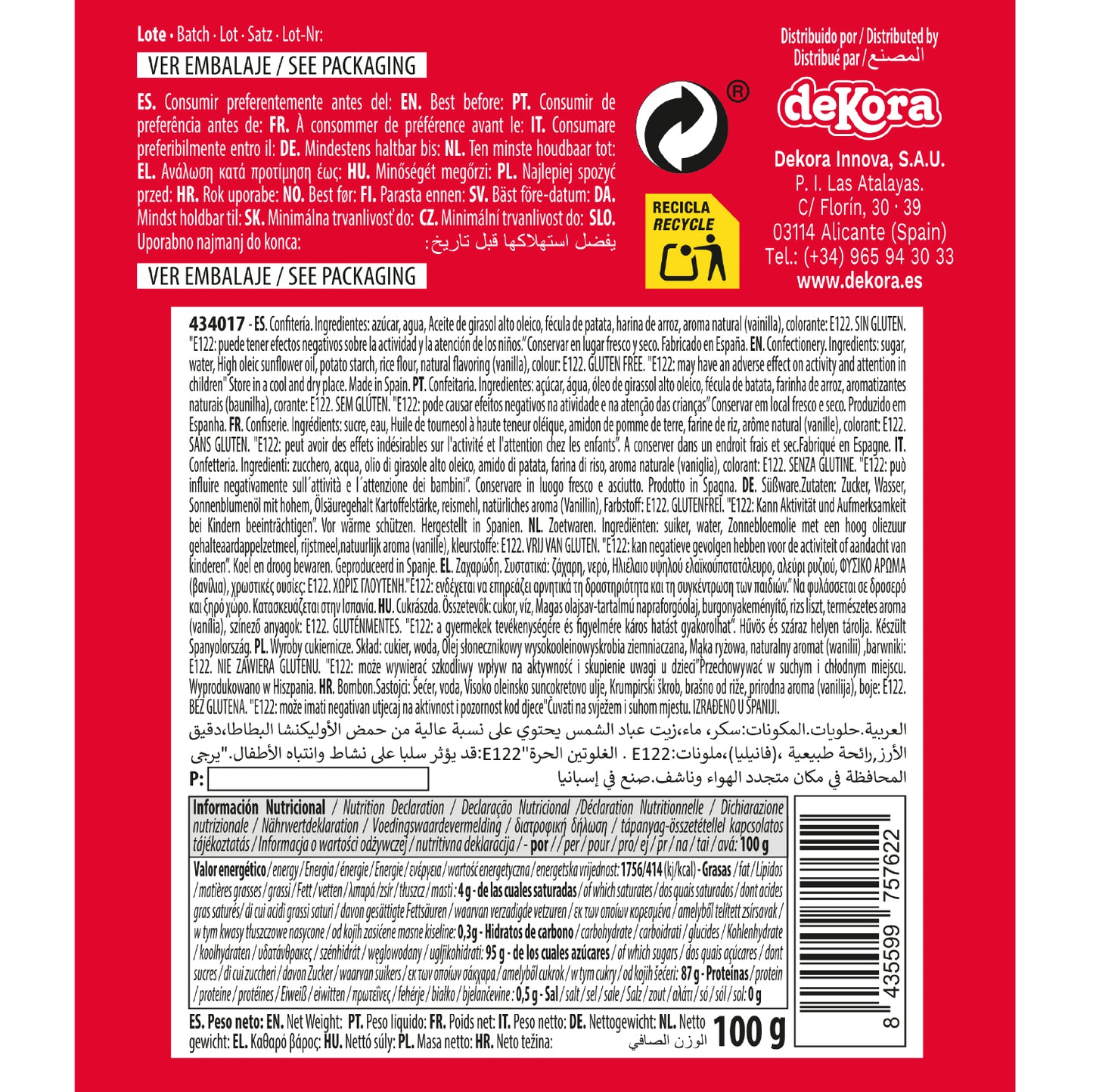 BLÍSTER CONFETI AZÚCAR BABY NIÑA 100GR