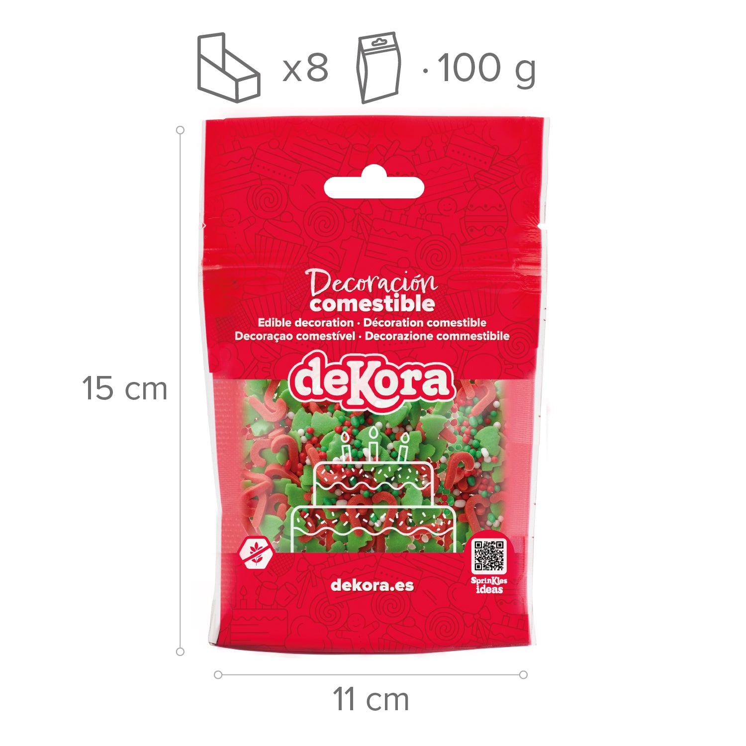 SPRINKLE MIX DE GRANULADOS DE NATAL VERMELHO E VERDE 100G