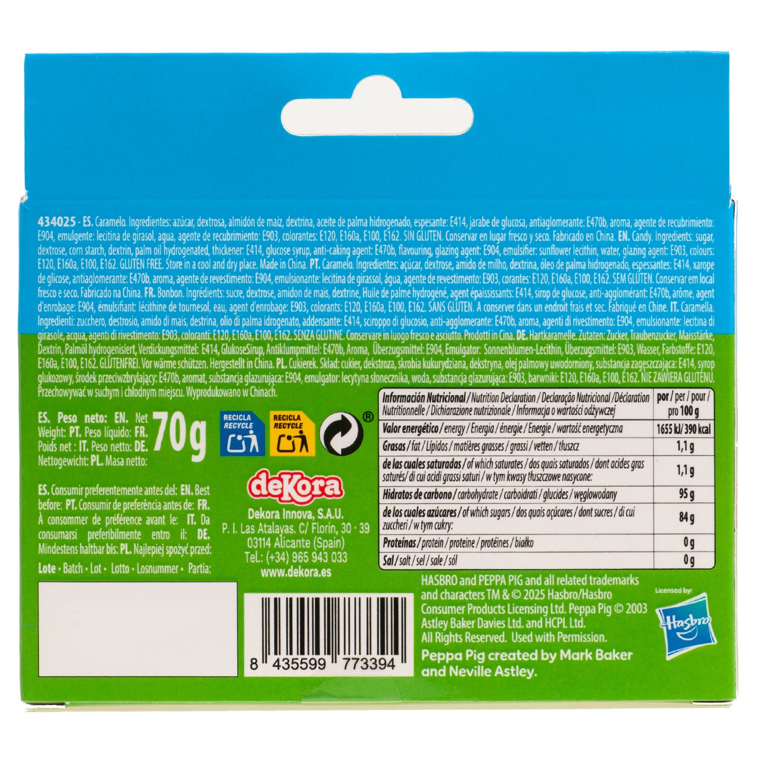 MÉLANGE DE DÉCORS SUCRÉS PEPPA PIG 70G (3X23.3G)