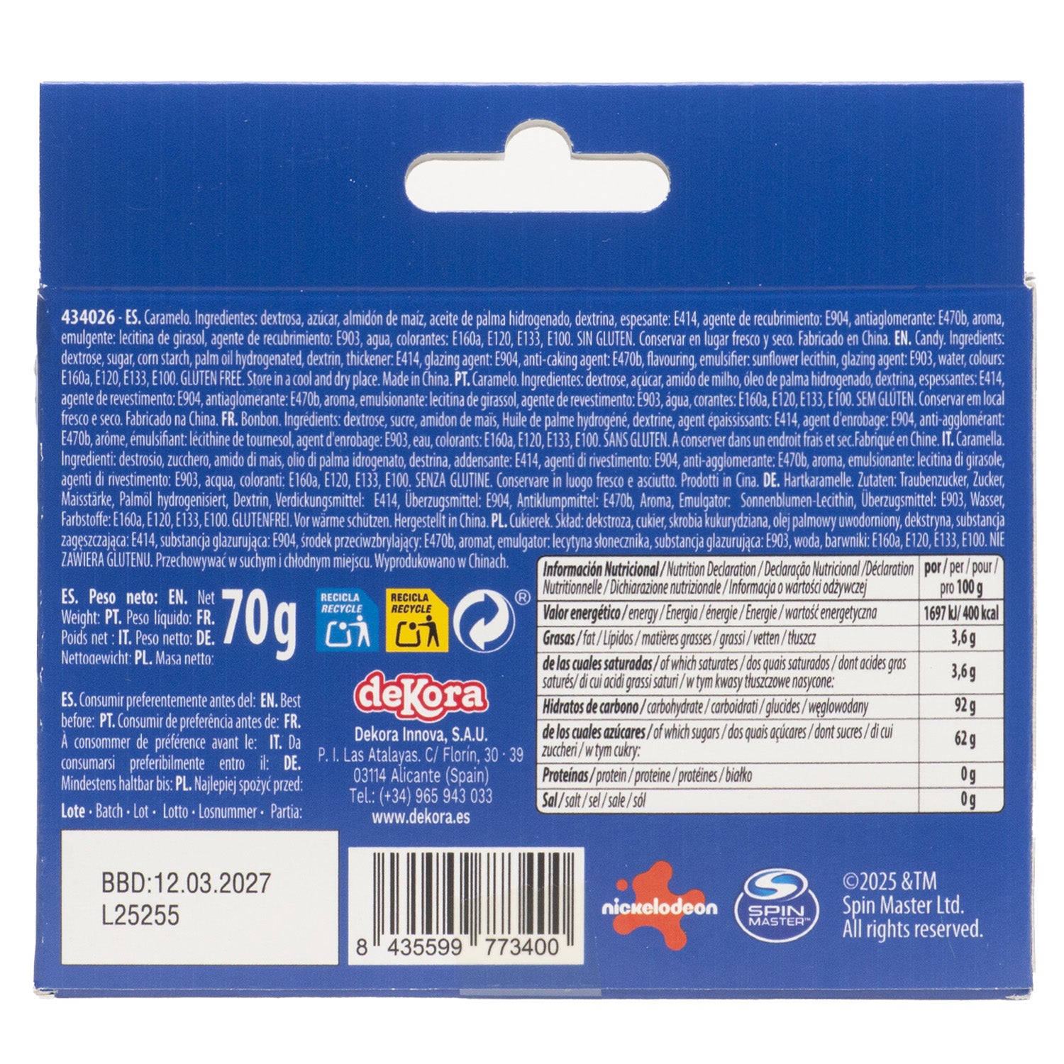 MISTURA DE CONFEITOS PAW PATROL 70G (3X23.3G)