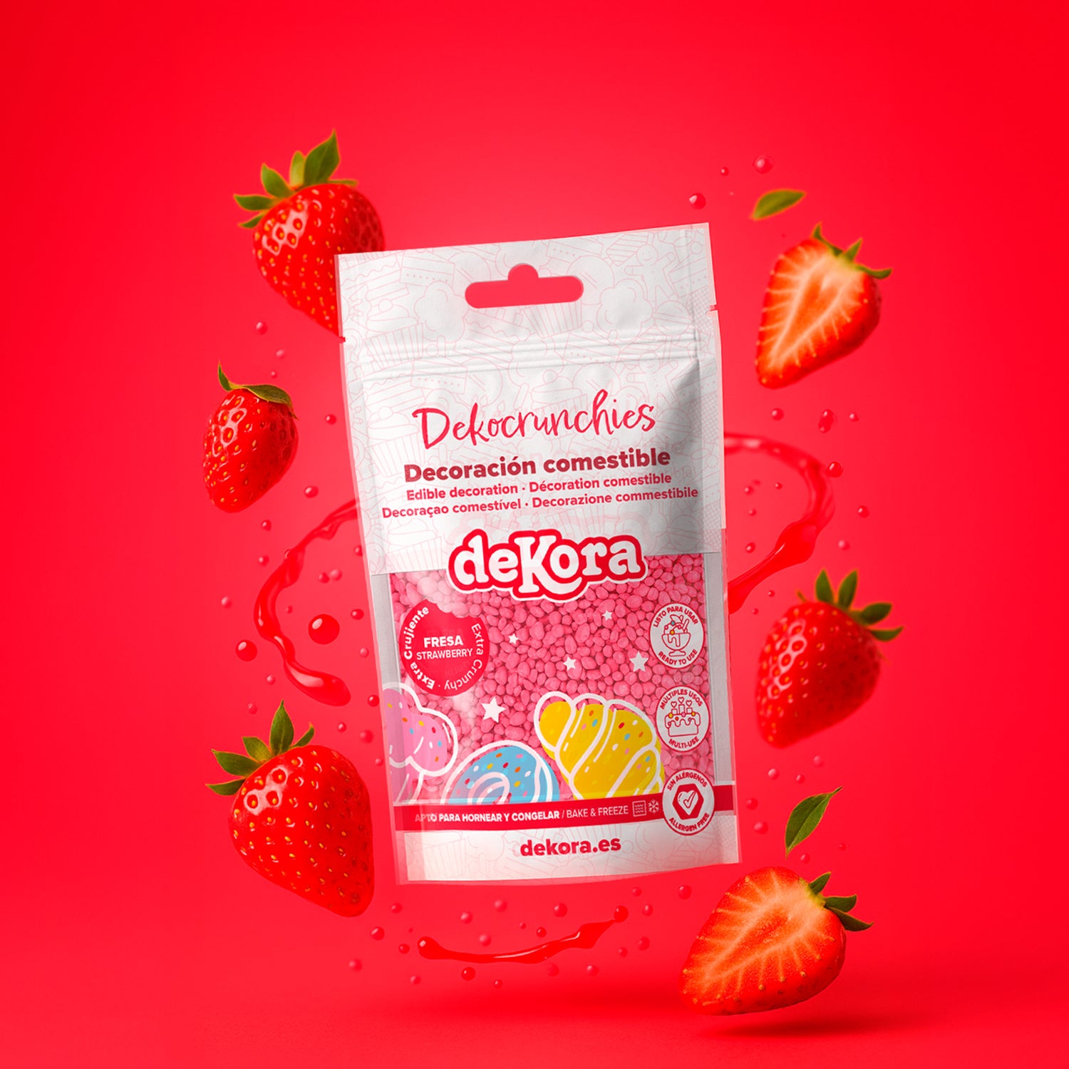 DEKOCRUNCHIES SABOR A MORANGO 100GR  KISS ME BERRY