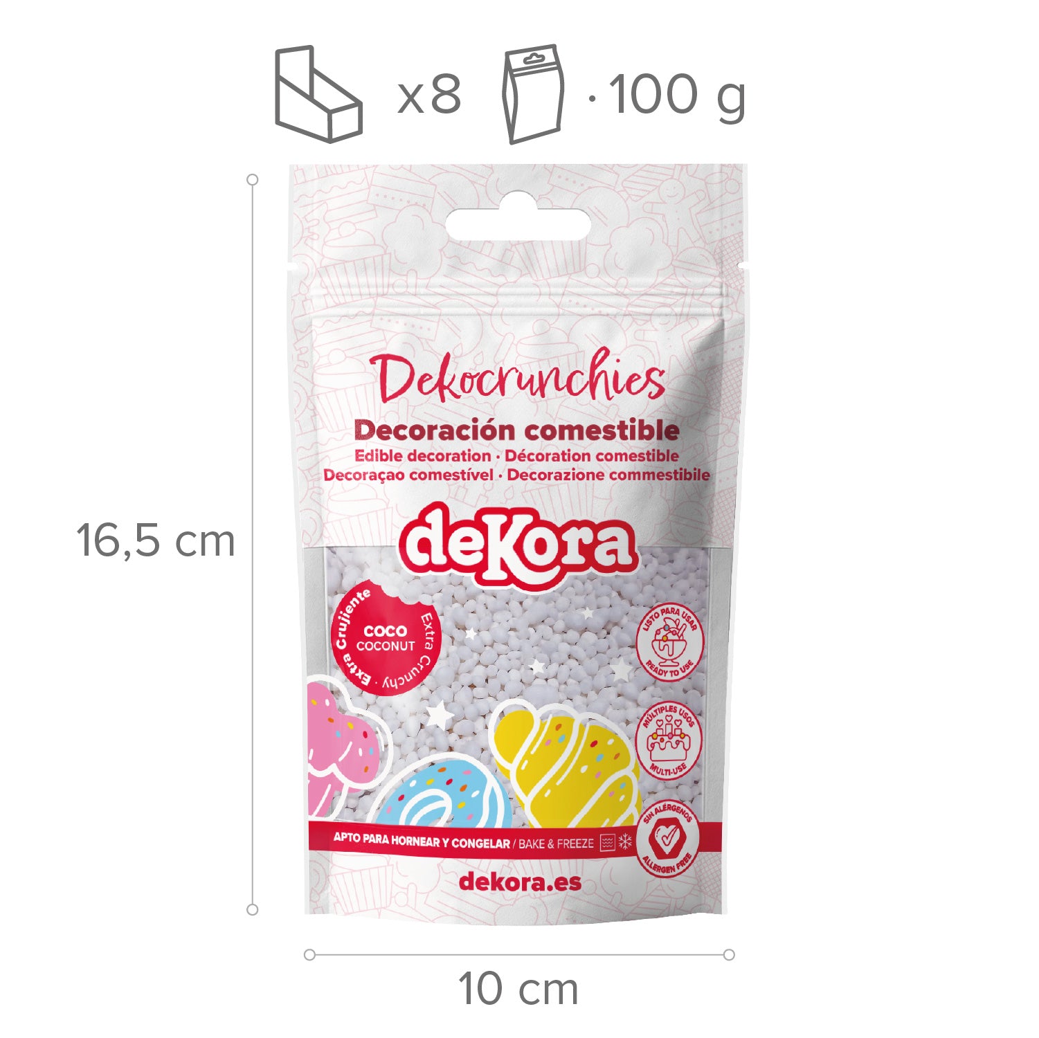 DECORACIÓN DE AZÚCAR DEKOCRUNCHIES SABOR COCO 100G