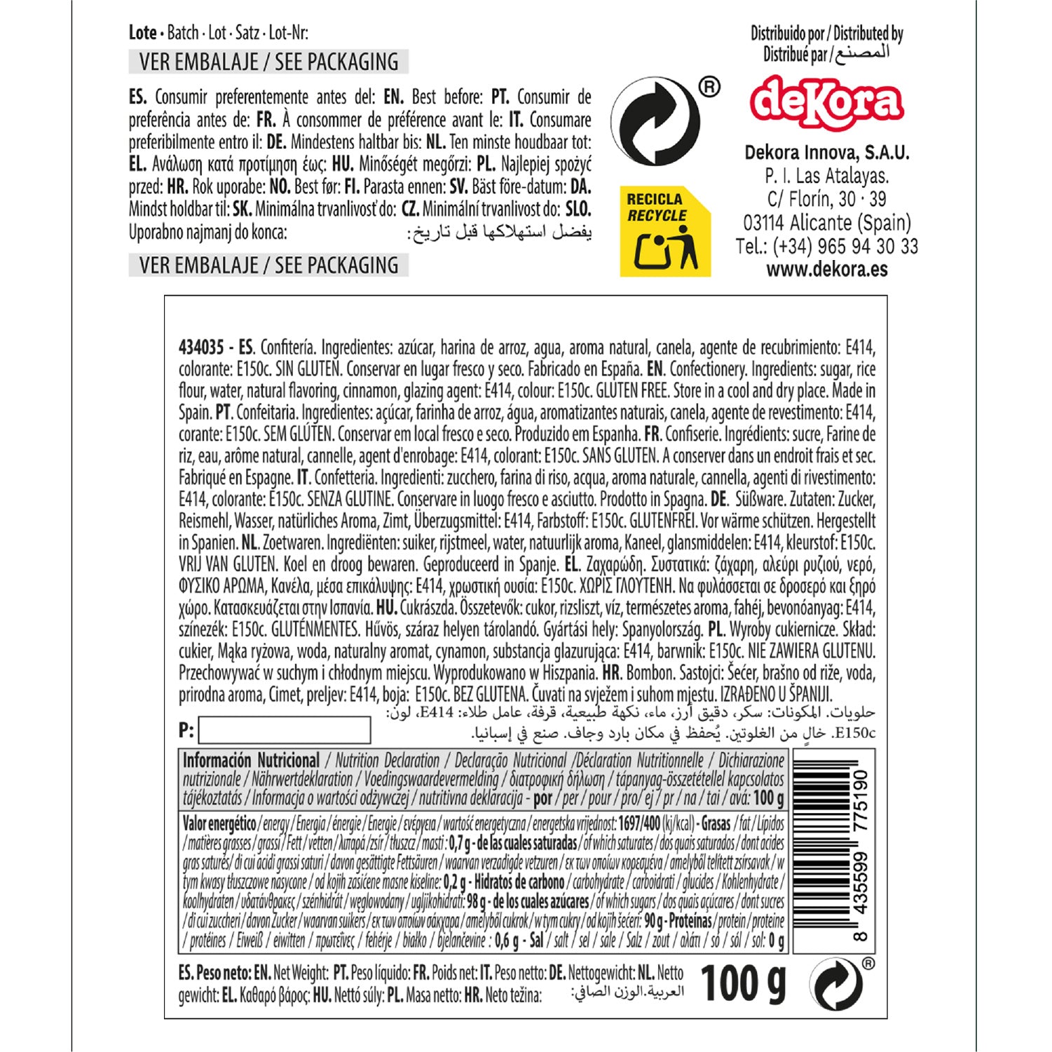 DEKOCRUNCHIES SAVEUR CANNELLE 100GR CINNA-LOL