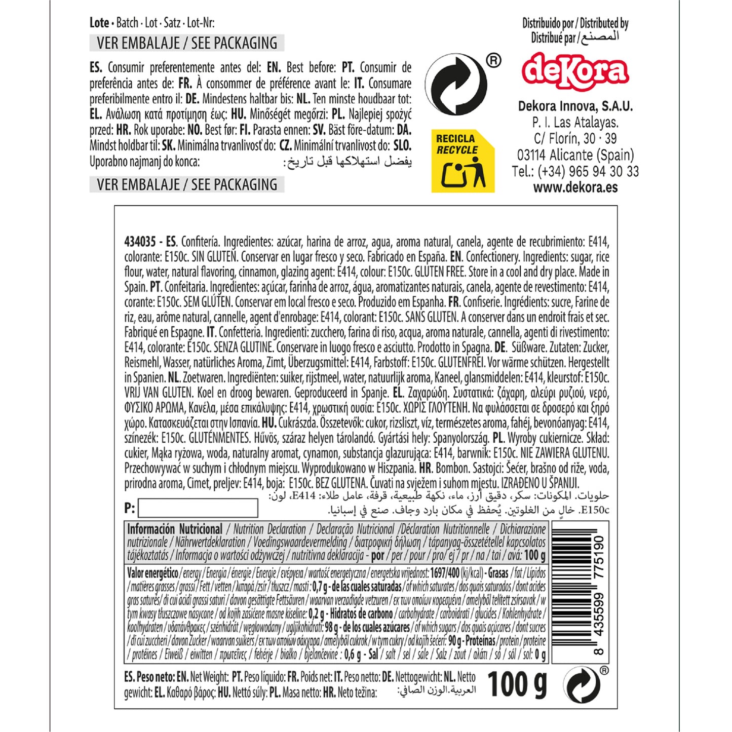 DEKOCRUNCHIES SAVEUR CANNELLE 100GR CINNA-LOL