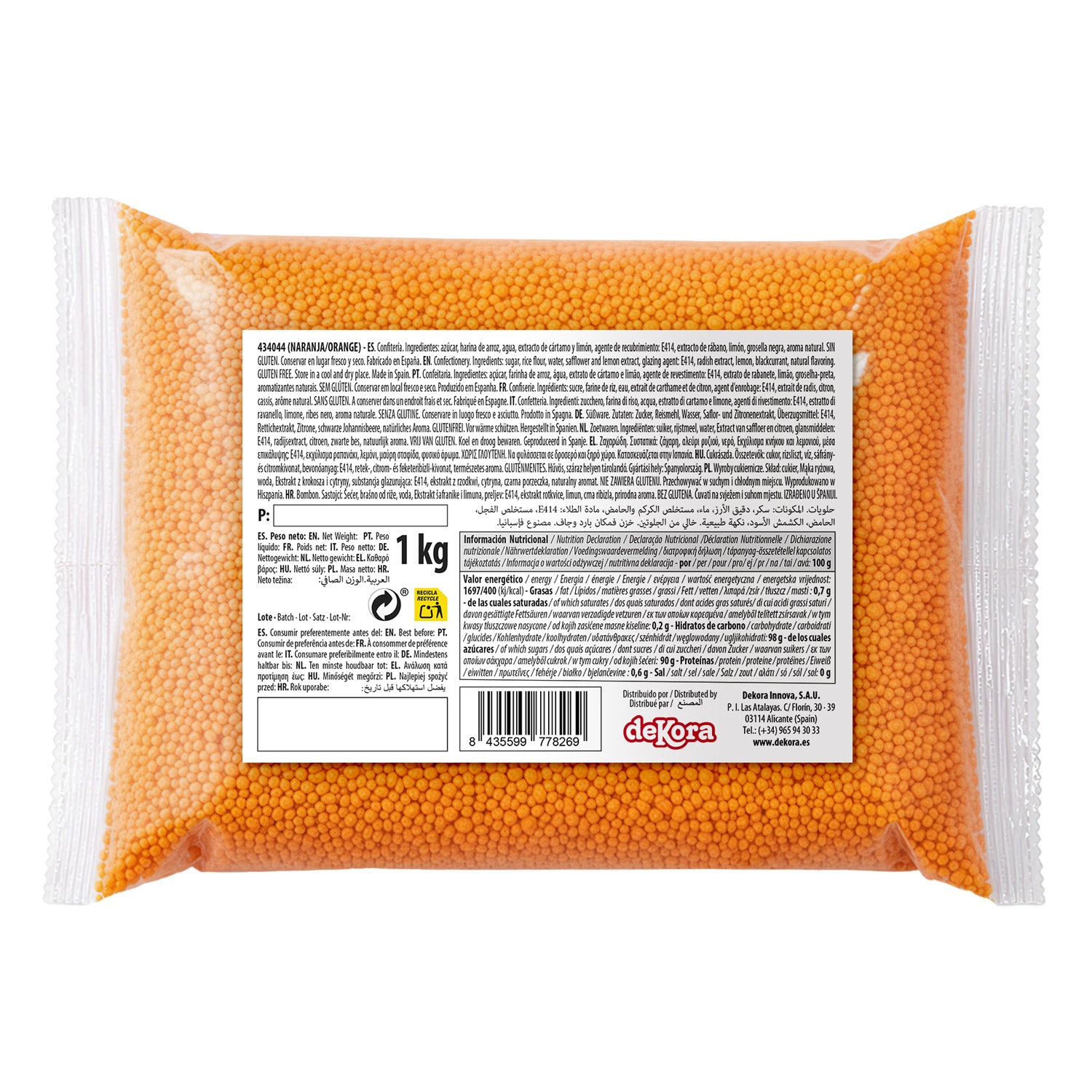 DEKOCRUNCHIES SABOR NARANJA 1KG