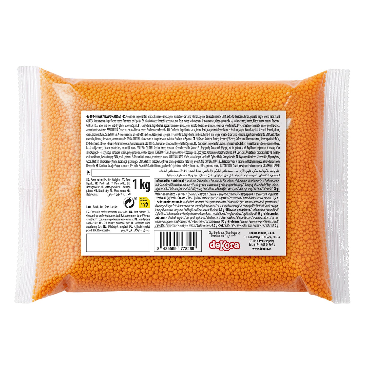 DEKOCRUNCHIES SABOR NARANJA 1KG