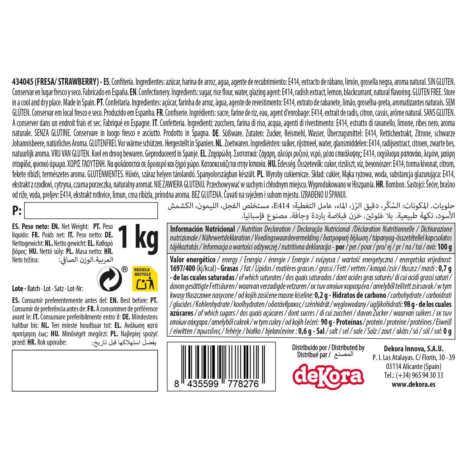 DEKOCRUNCHIES SAVEUR DE FRAISE 1KG