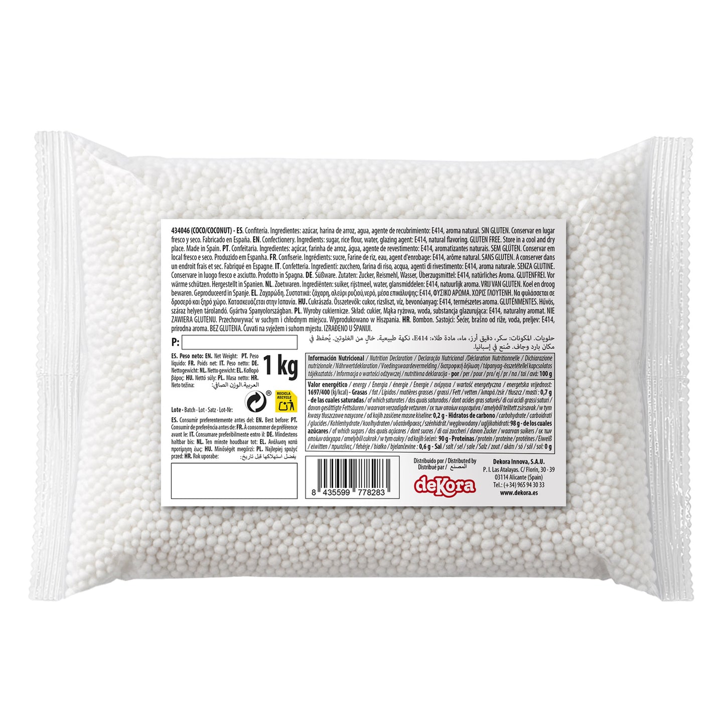 DEKOCRUNCHIES SABOR COCO 1KG