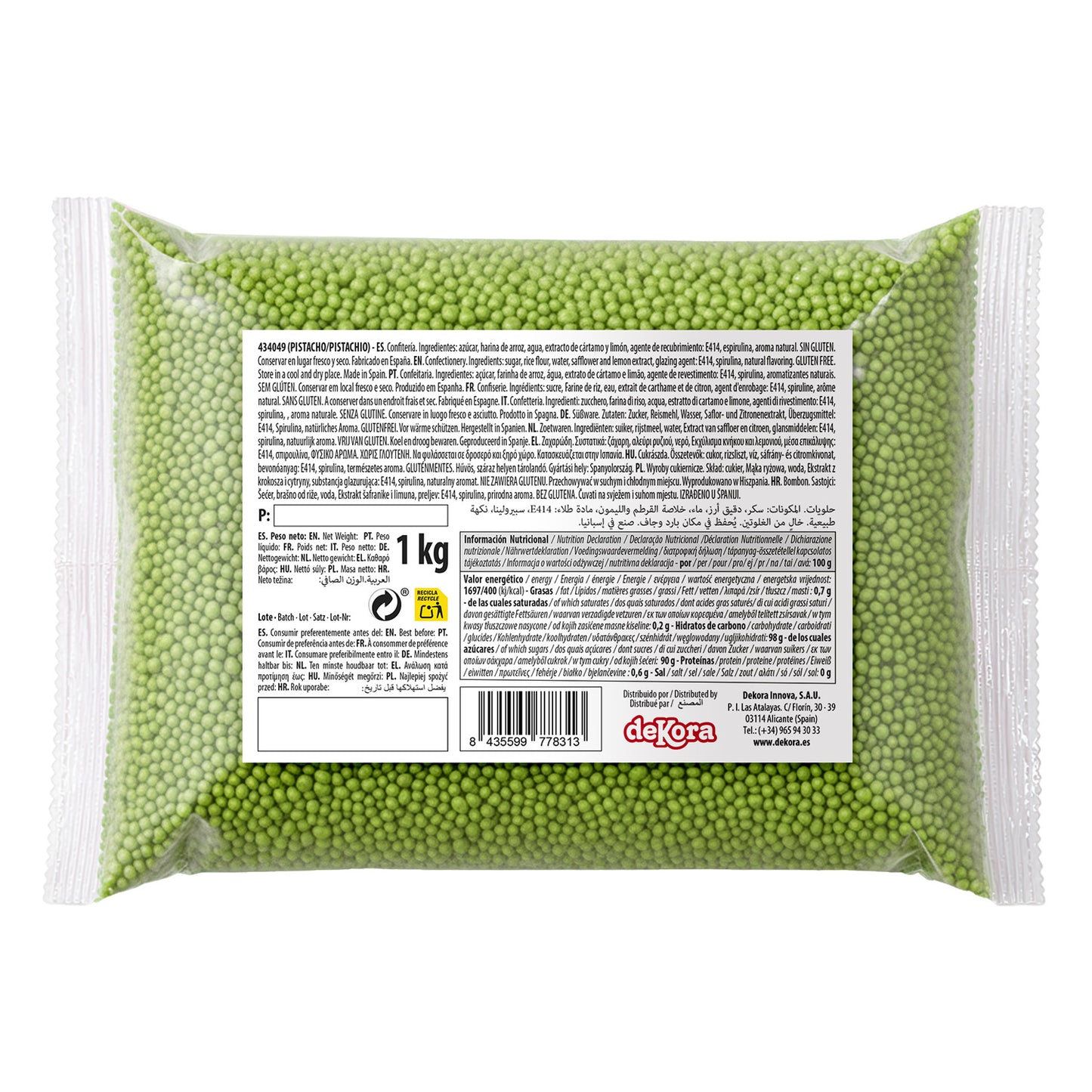 DEKOCRUNCHIES SABOR PISTACHO 1KG