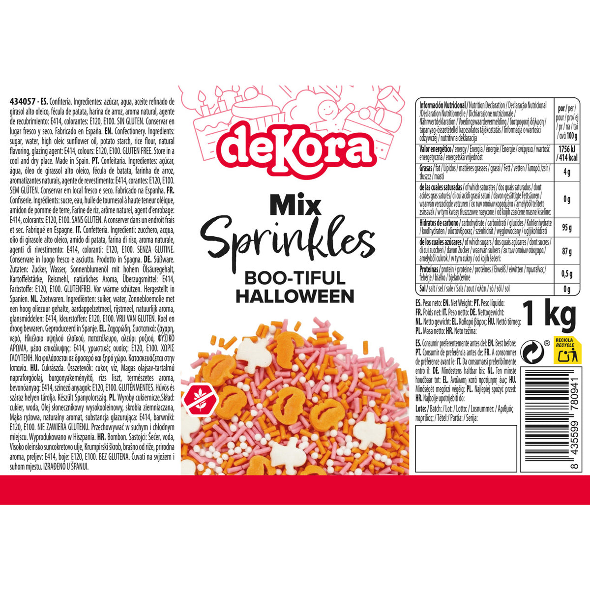 MIX DI SPRINKLES ZUCCA E FANTASMA BOOTIFUL HALLOWEEN 1KG