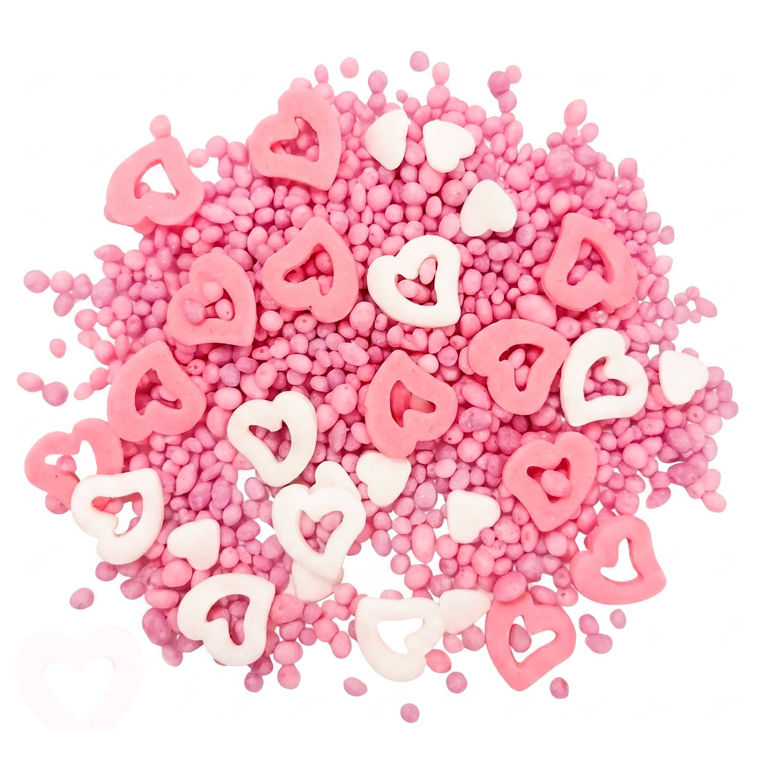 MÉLANGE DE SPRINKLES CŒURS CREUX ET PERLES SWEET LOVE 100GR