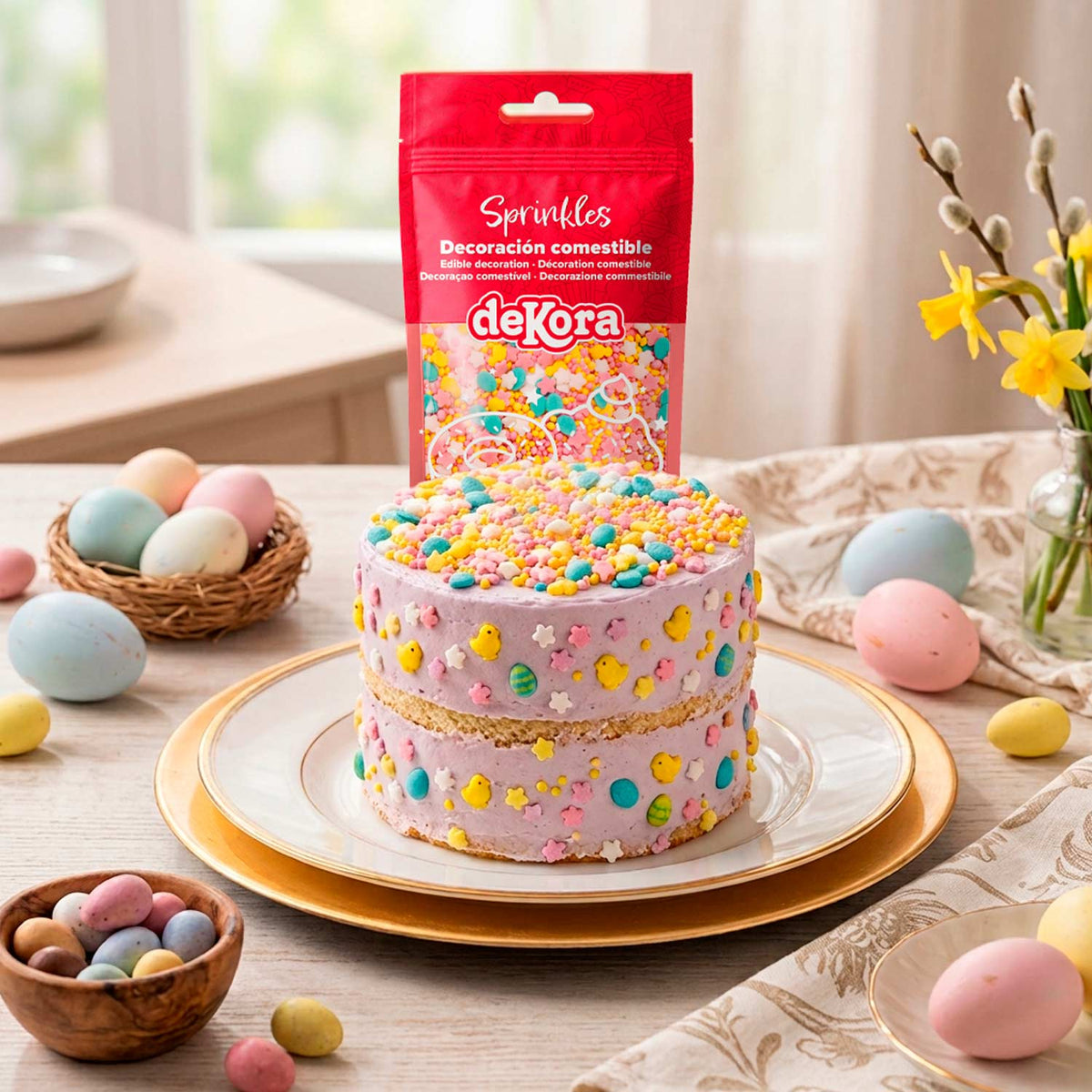 SPRINKLE MIX CHICK, FLOWER AND EGG SWEET EASTER 100GR