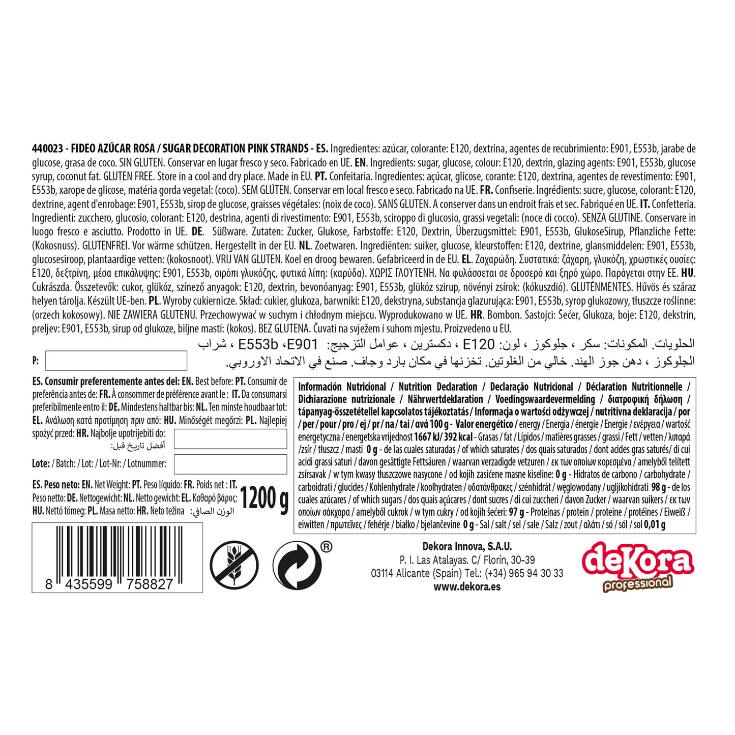 FIDEO DE AZÚCAR ROSA 1.2KG
