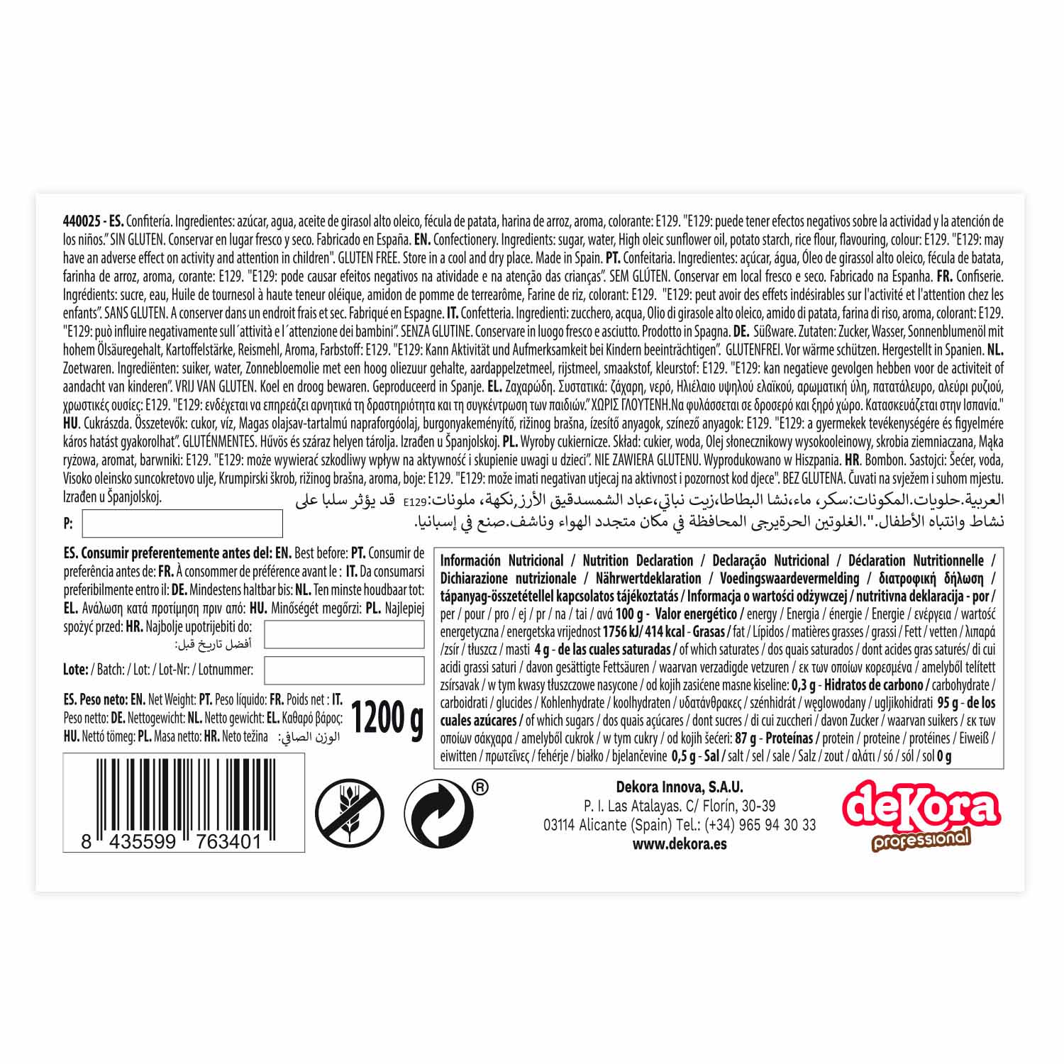 FIDEO DE AZÚCAR ROJO 1.2KG