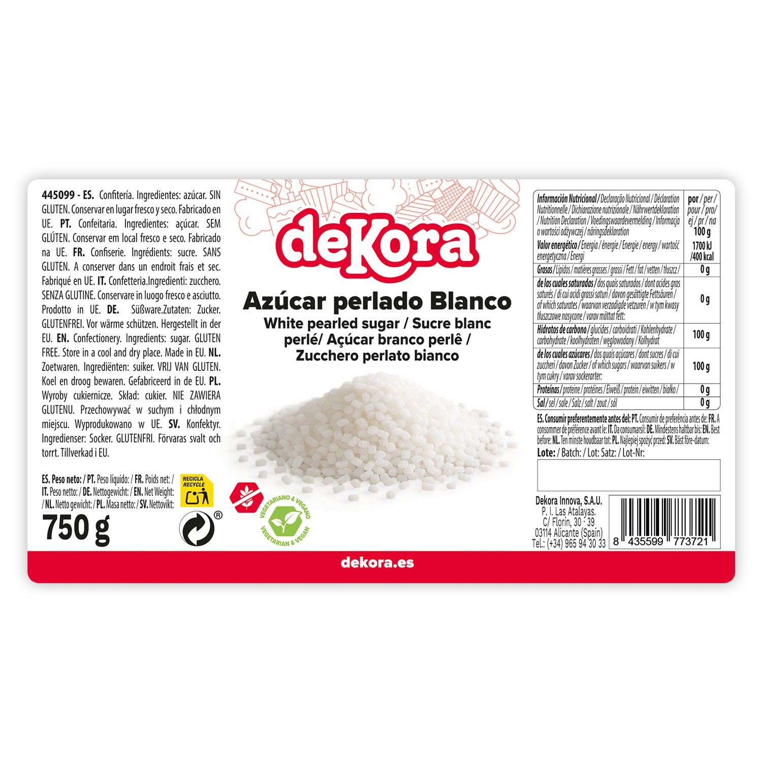 SUCRE BLANC PERLÉ 750GR