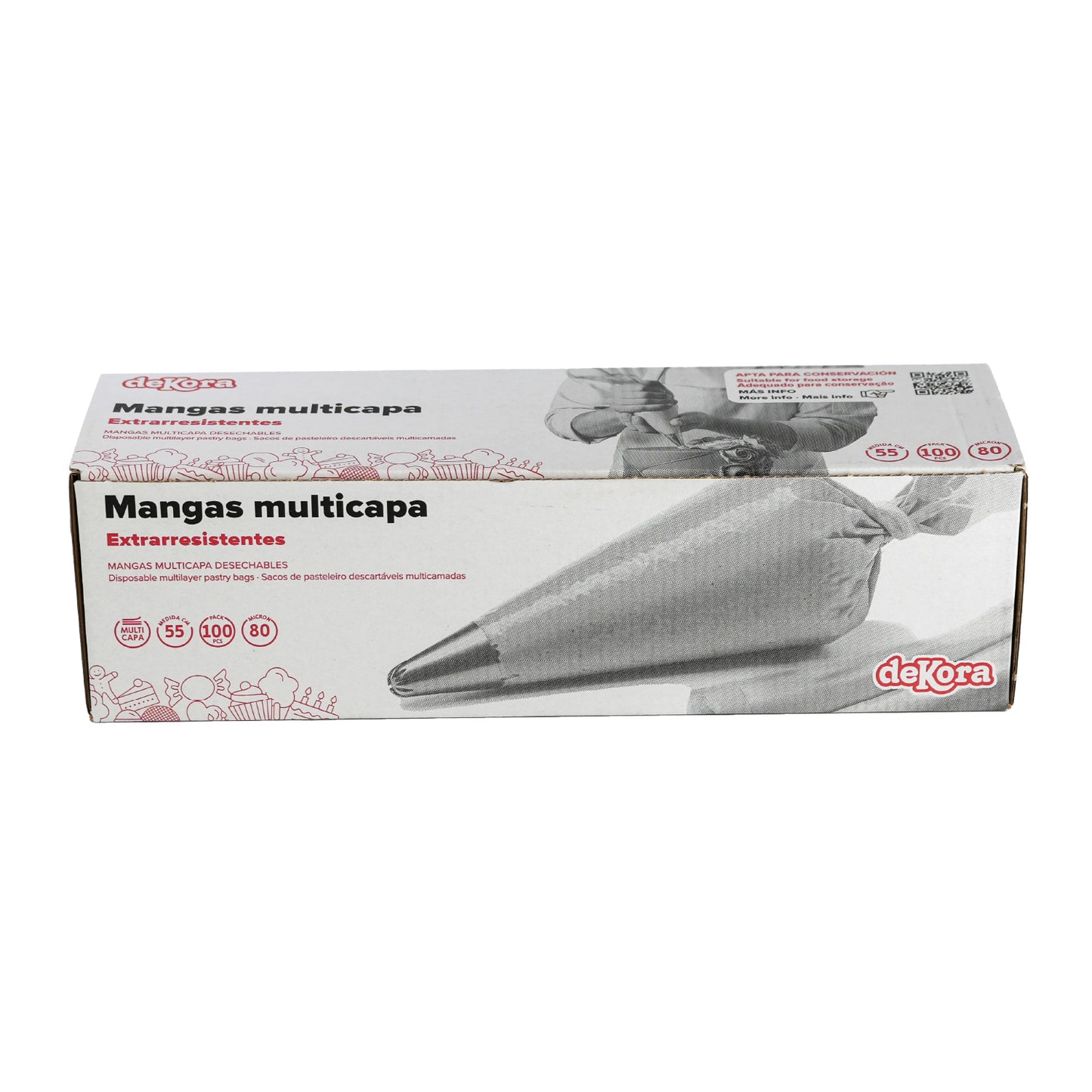 MANGA DESECHABLE TRANSP. MULTICAPA 55CM 100 UDS -80 MICRAS