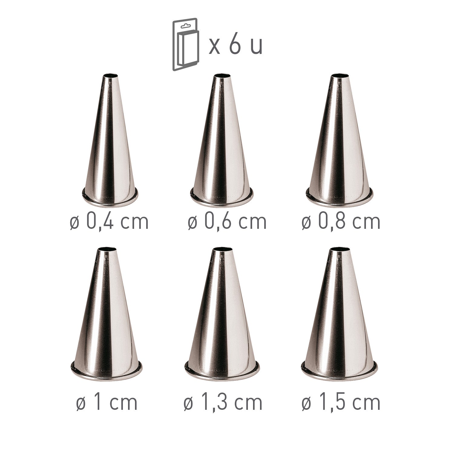 SET BOQUILLAS 6 PZAS.ACERO INOX. LISAS