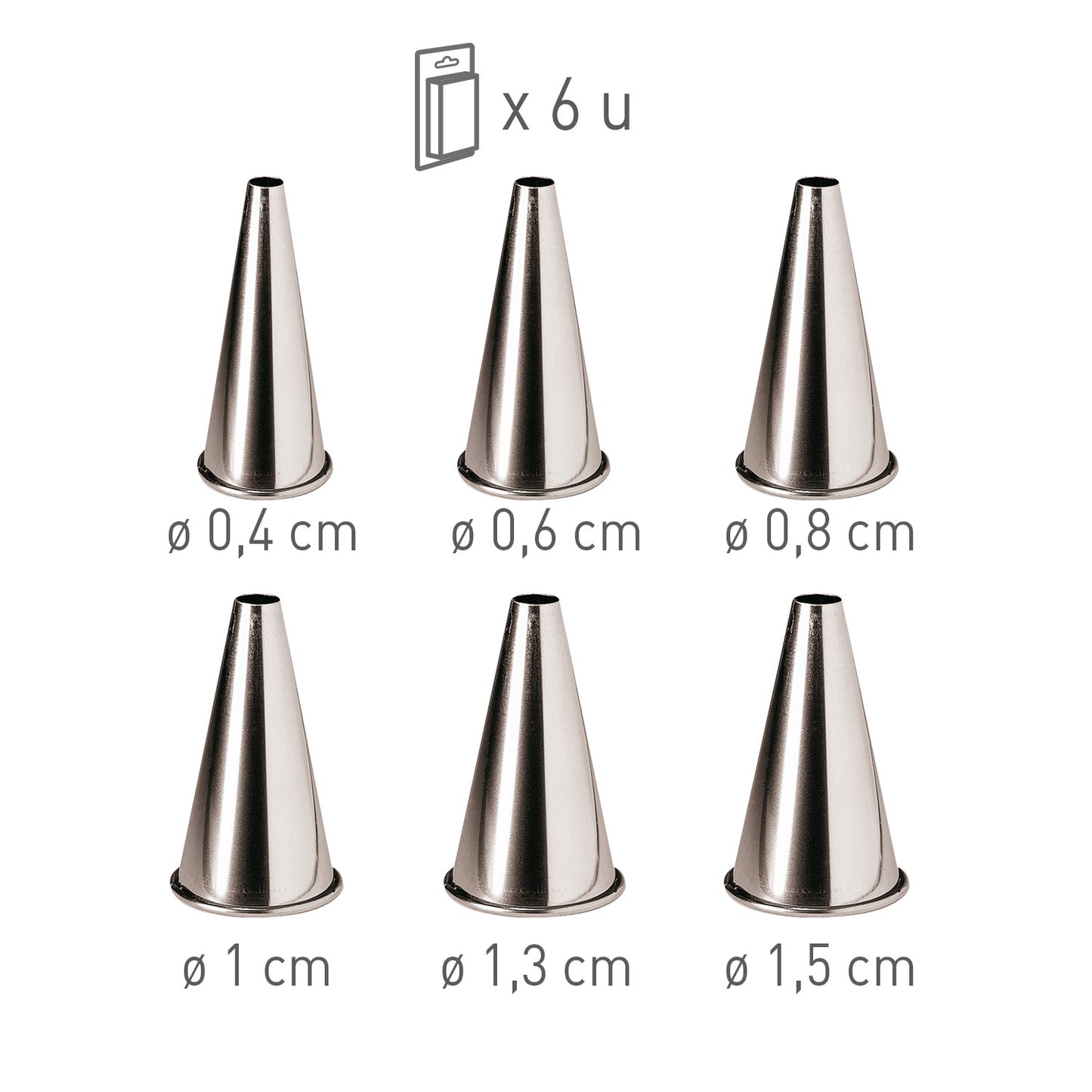 SET BOQUILLAS 6 PZAS.ACERO INOX. LISAS