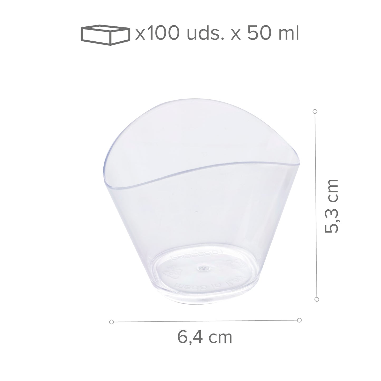 VASITO PLASTICO TRANSPARENTE WAVE CAP.50ML