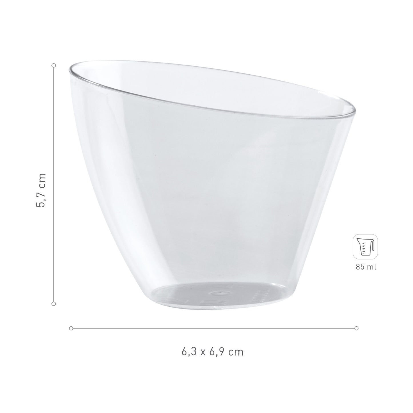 TRANSPARENT PLASTIC CUP CANDLE 63X69 H57MM CAP.85ML