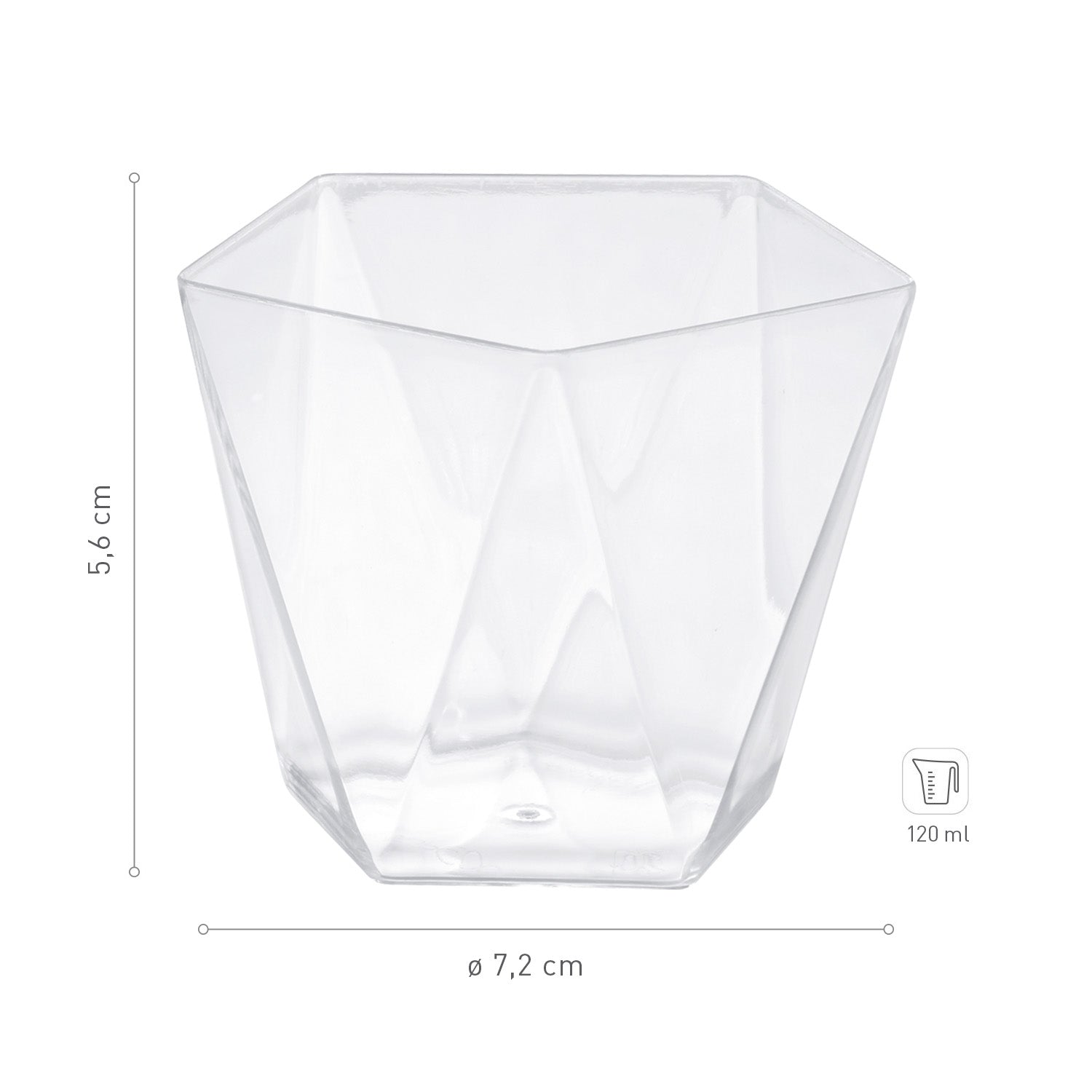 VERRE PLASTIQUE PENTA Ø 72 H56MM | CAP. 120ML