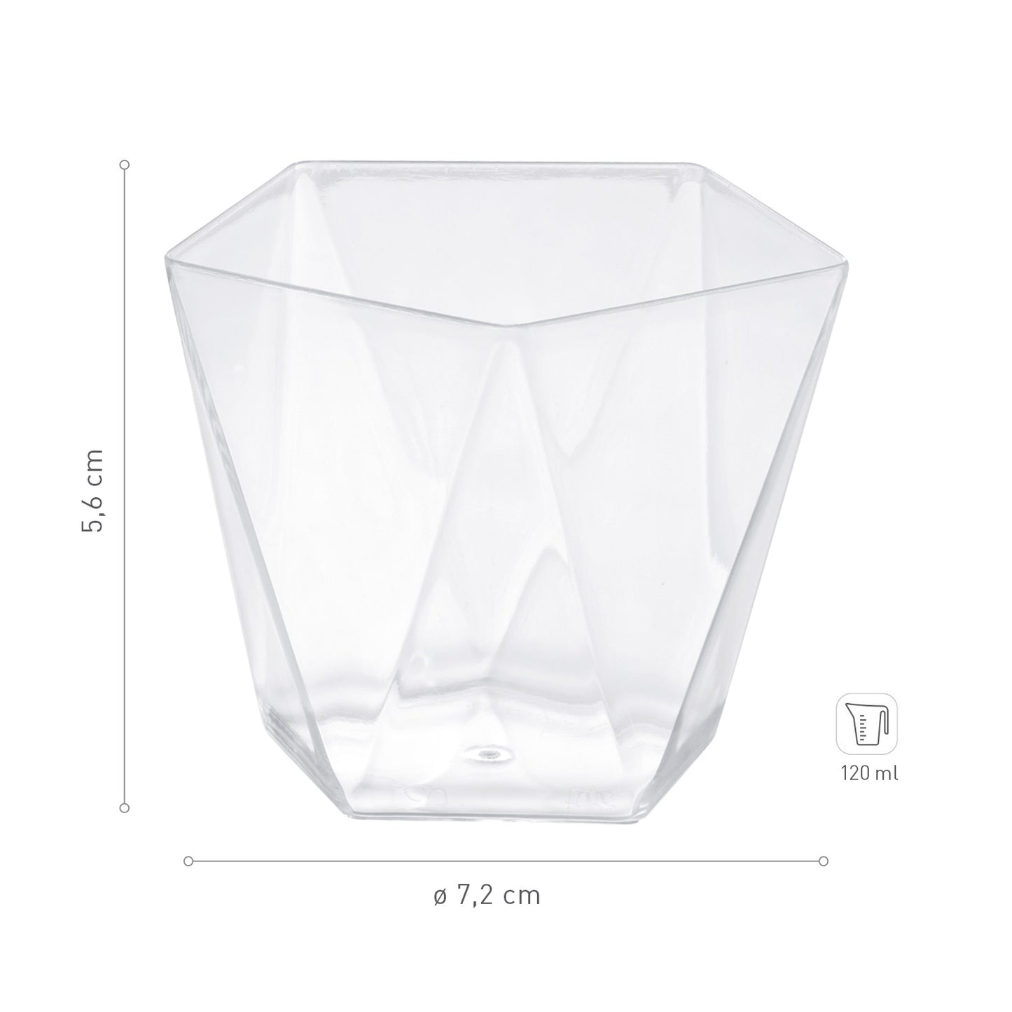 VERRE PLASTIQUE PENTA Ø 72 H56MM | CAP. 120ML