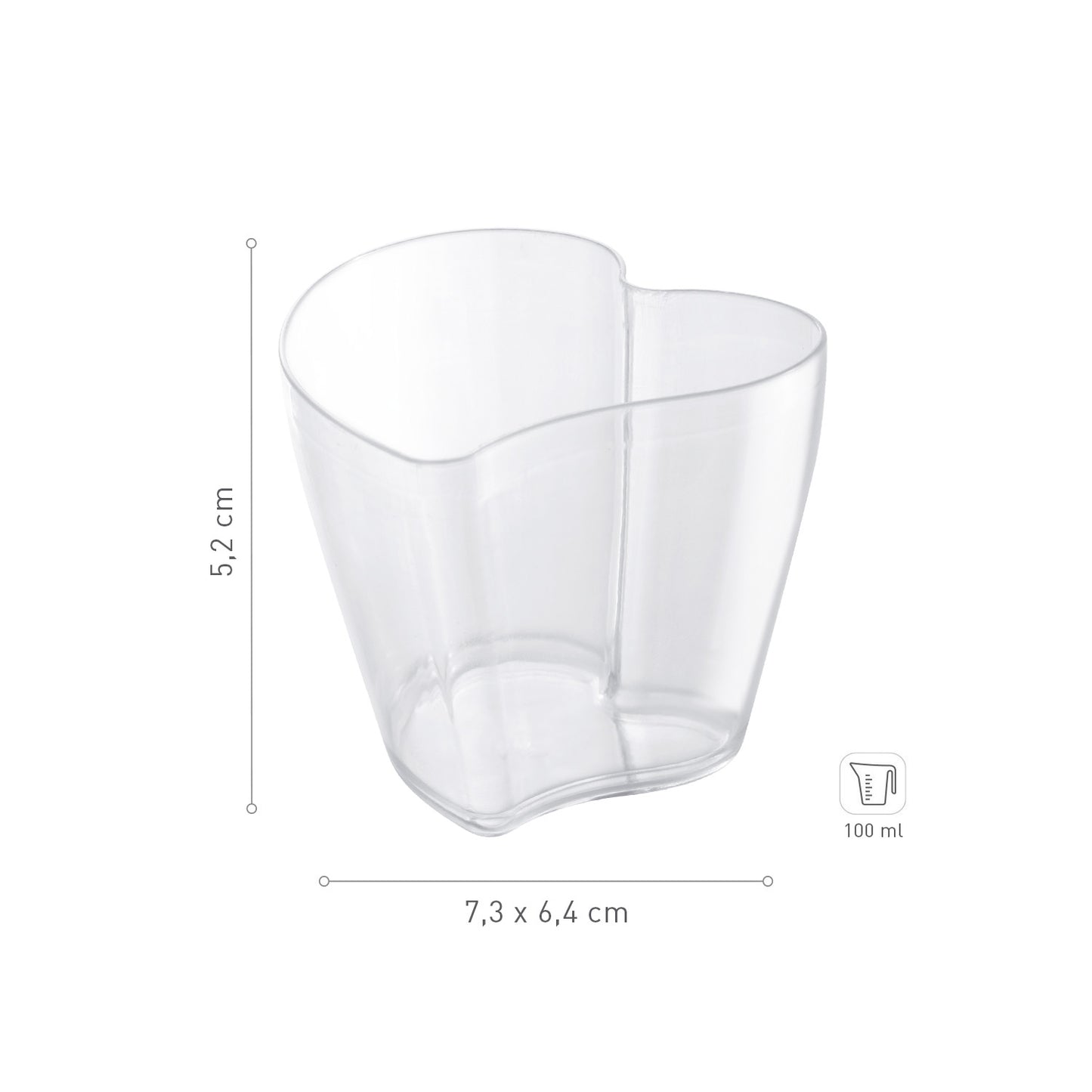 BICHIERINO PLASTICA TRASPARENTE HEART 73X64 H52MM | CAP. 100ML
