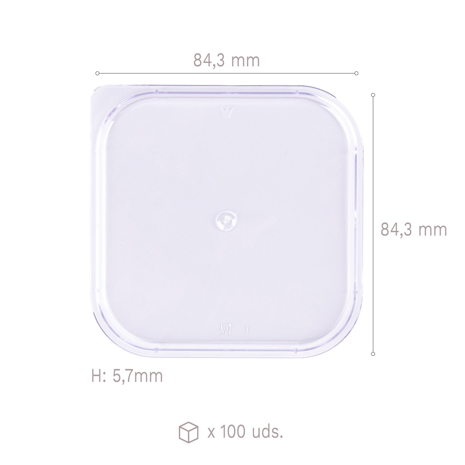 COUVERCLE POUR GOBELET PLASTIQUE KUBITO 84.3X84.3H5.7MM