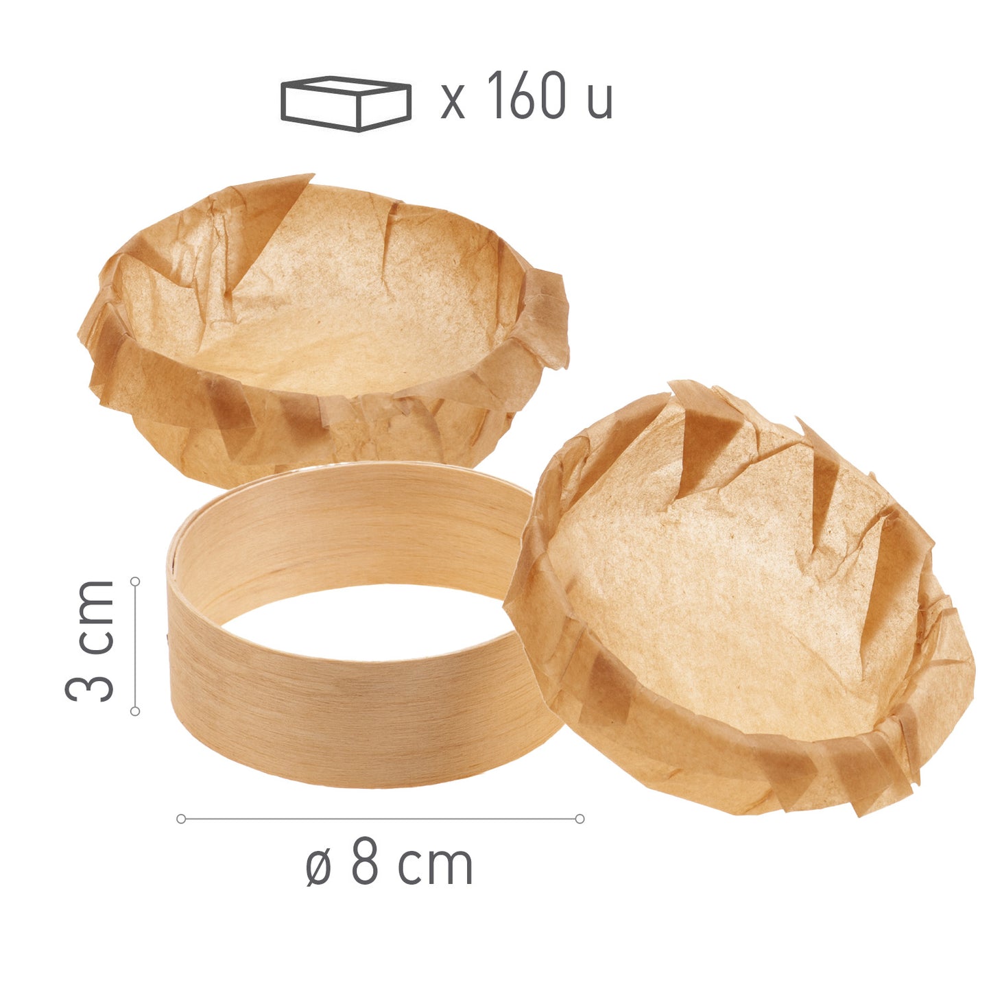 ANNEAUX EN BOIS 8 Ø X 3 H CM AVEC PAPIER