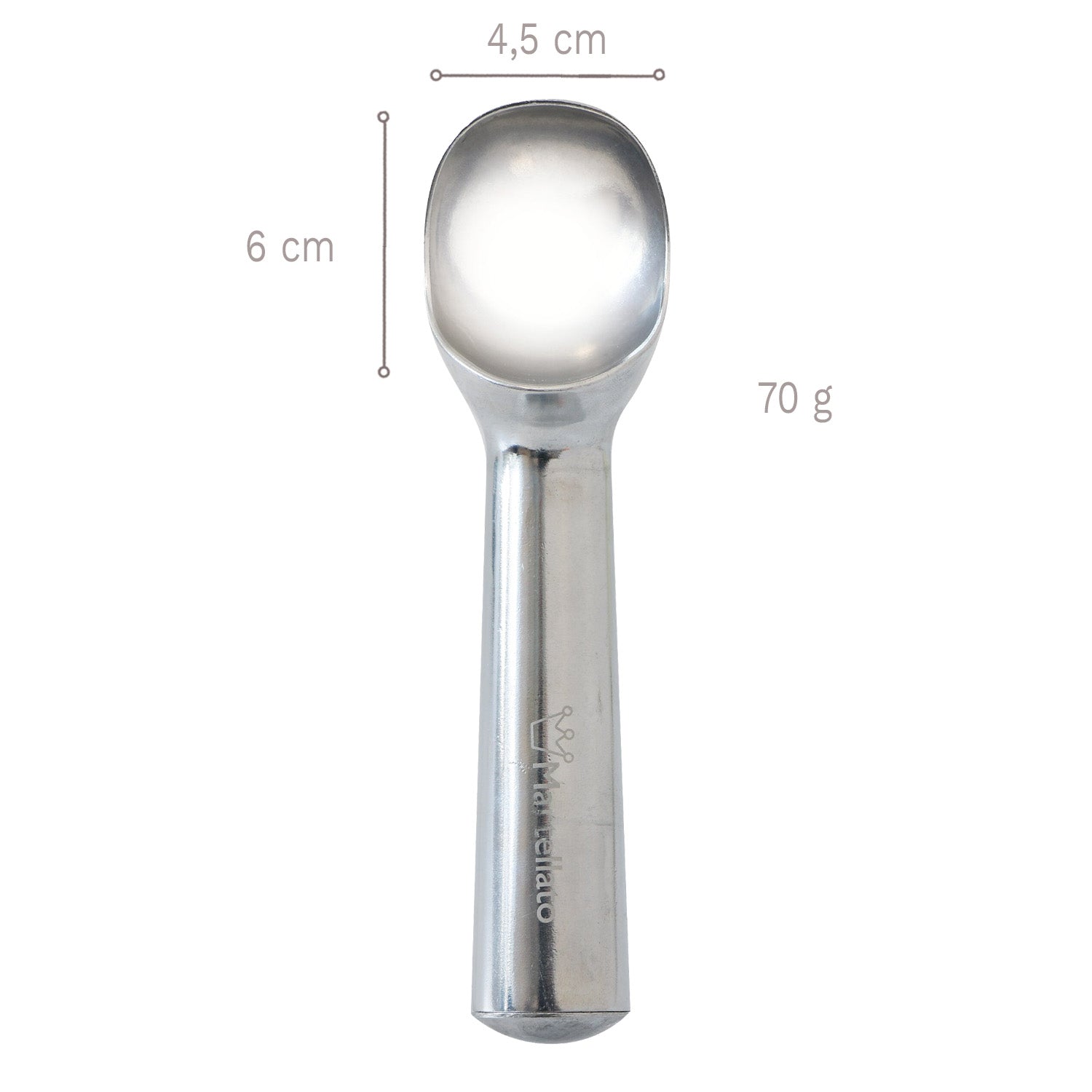 CUCHARA PARA HELADO 4,5 x 6 CM - CAPACIDAD 70 GR