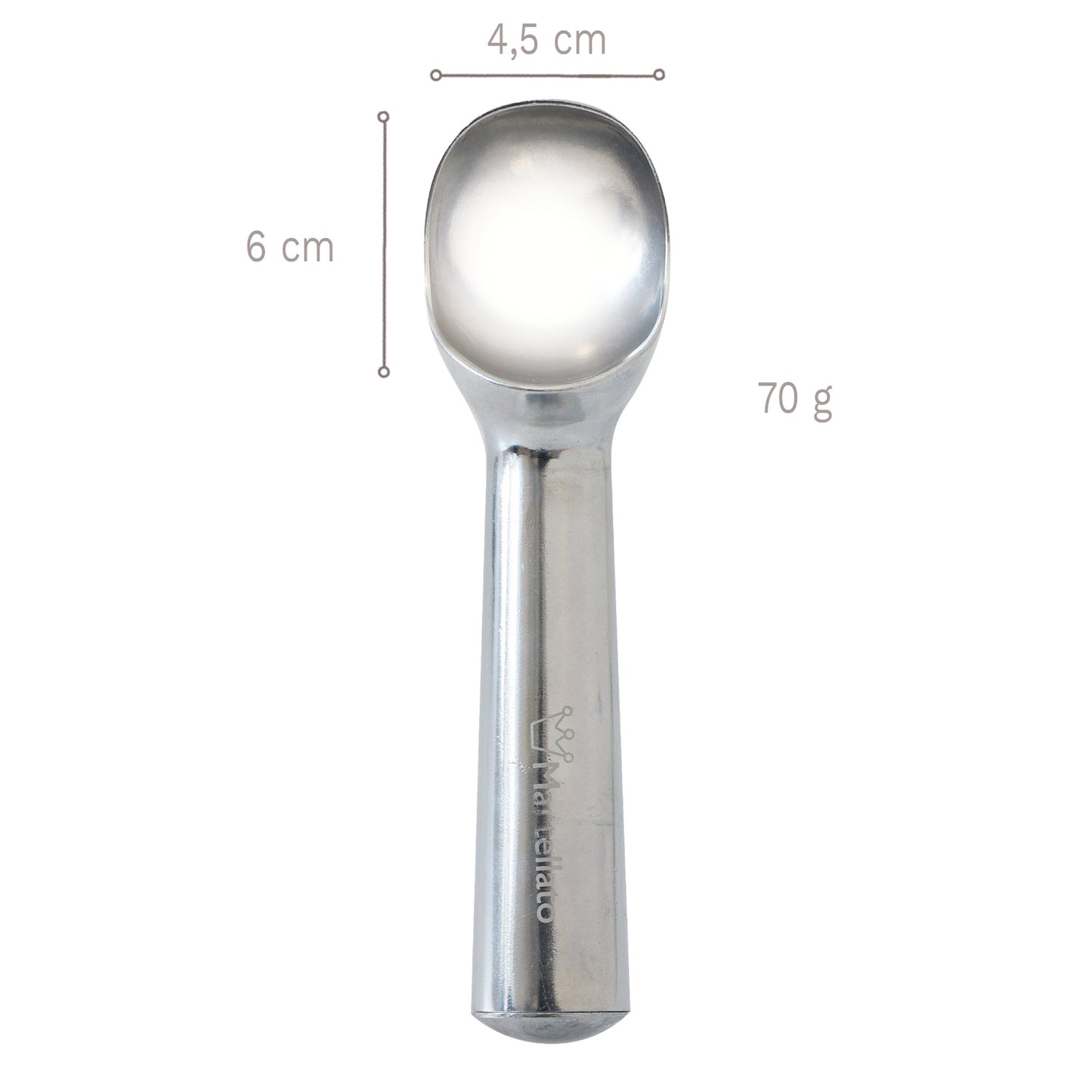 CUCHARA PARA HELADO 4,5 x 6 CM - CAPACIDAD 70 GR