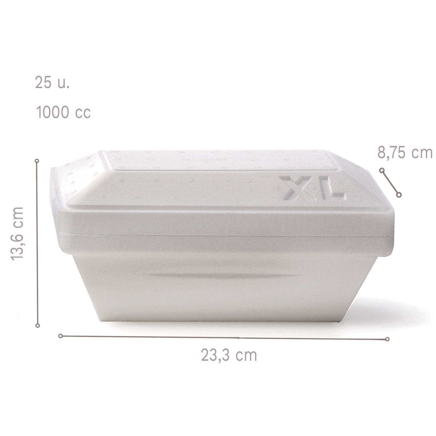 BAÇOS PARA GELADOS 1000 CC: 23,3 X 13,6 CM H 8,75 CM - 50 UN