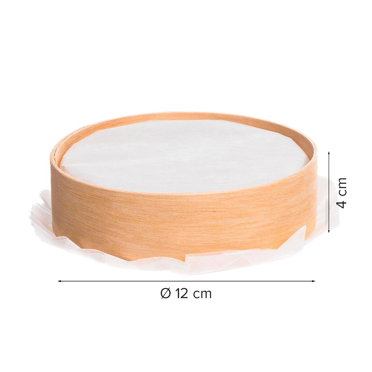 AROS DE MADERA 12 Ø X 4 H CM CON PAPEL - 60 UDS