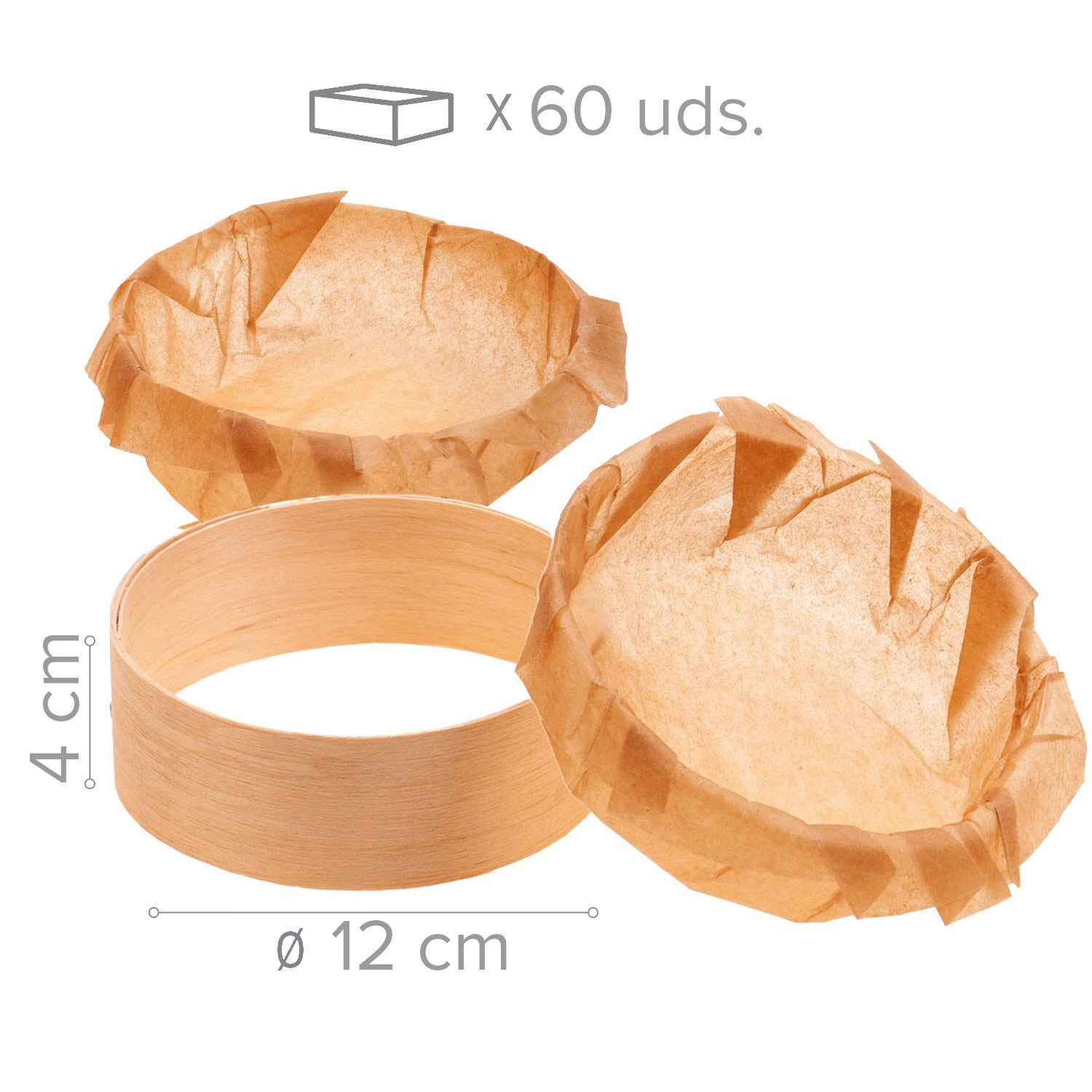 ANÉIS DE MADEIRA 10 Ø X 4 H CM COM PAPEL - 60 UDS