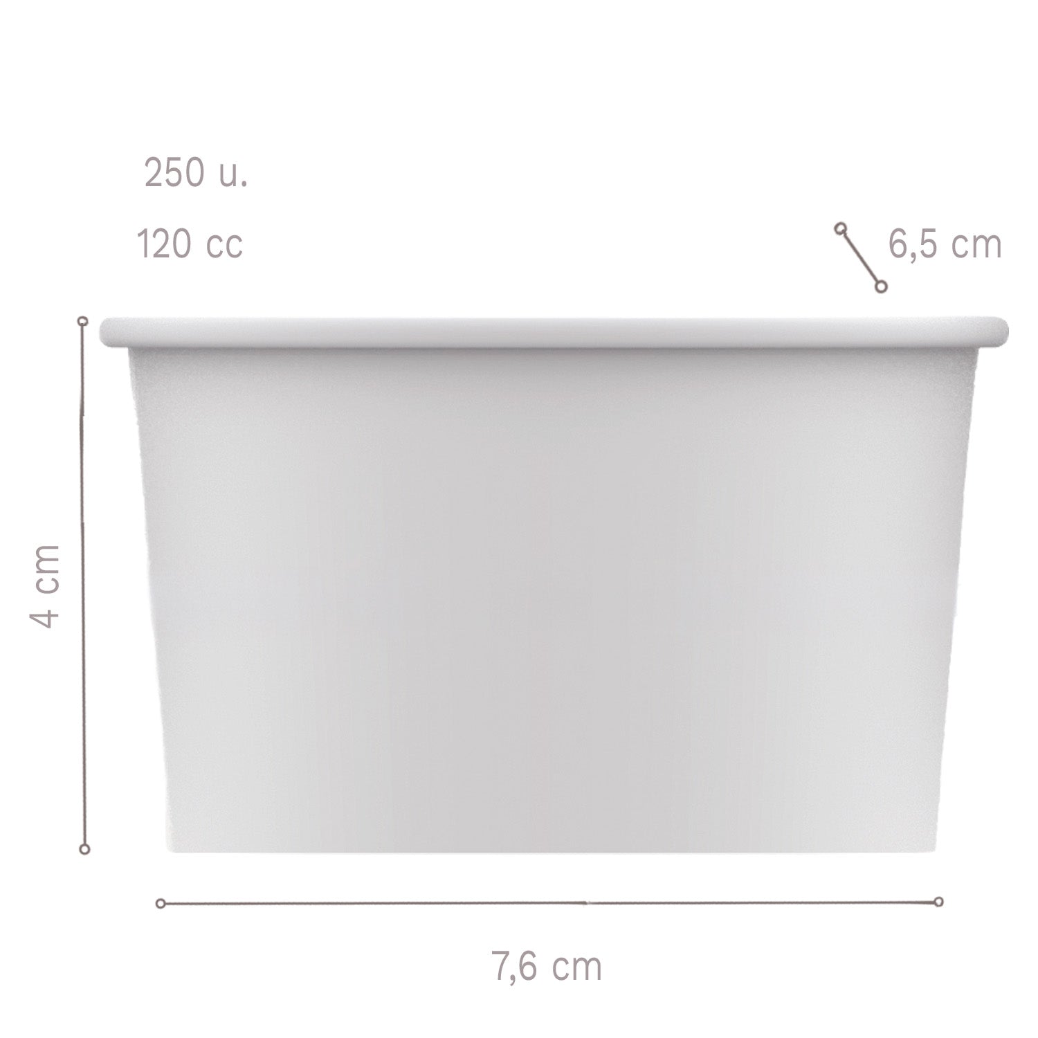 CONTENITORI DI CARTA PER GELATO  7,6X6,5XH4CM - 120 CC - 250